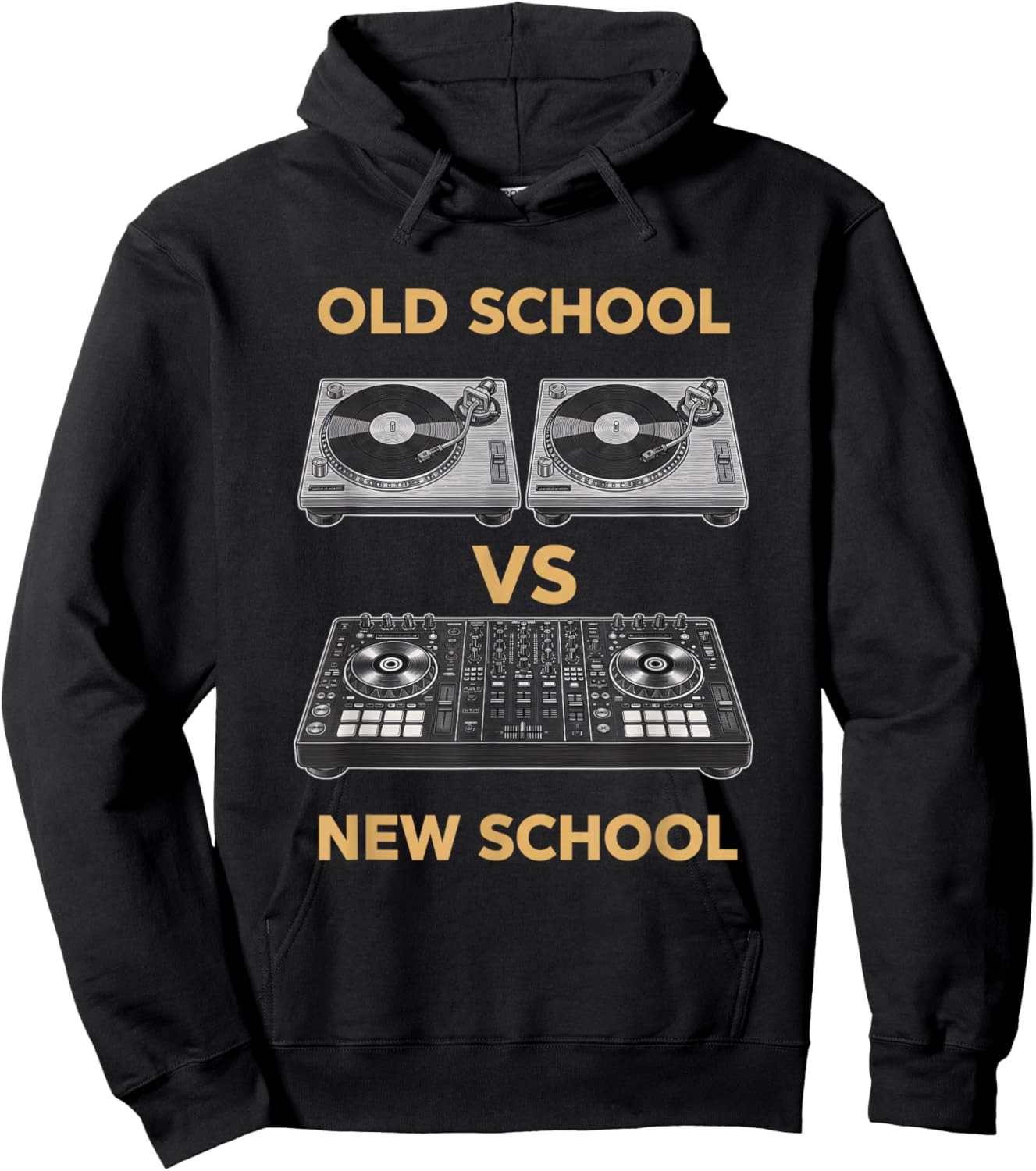 Old School Vs New School Dj Turntable Vs Controller Music Dj Hoodie - Hoodie | Black