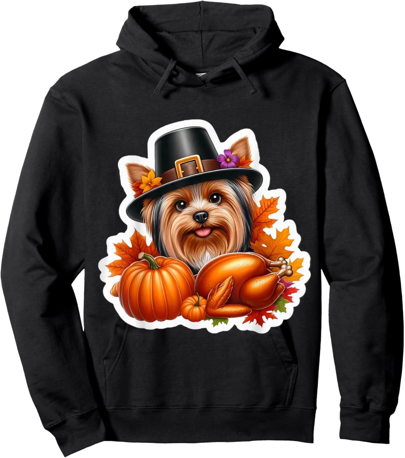 Thanksgiving Silky Terrier Dog Owner Mom Dad Lover Funny Hoodie - Hoodie | Black