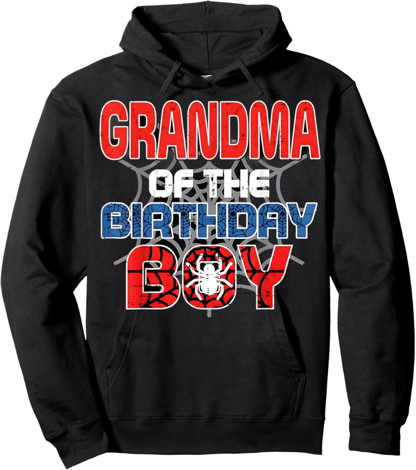 Grandma of Birthday Boy Spider Bday Party Family Matching Hoodie - Hoodie | Black