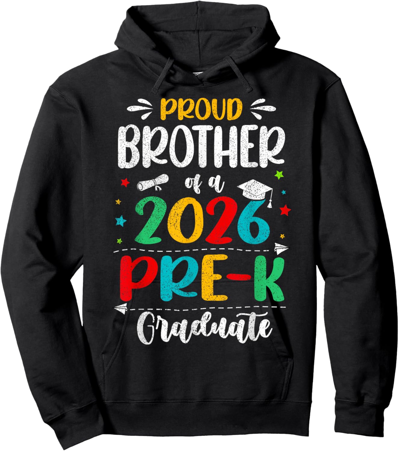 Proud Brother of A 2026 Pre K Graduate Boy Girl Kids Hoodie - Hoodie | Black