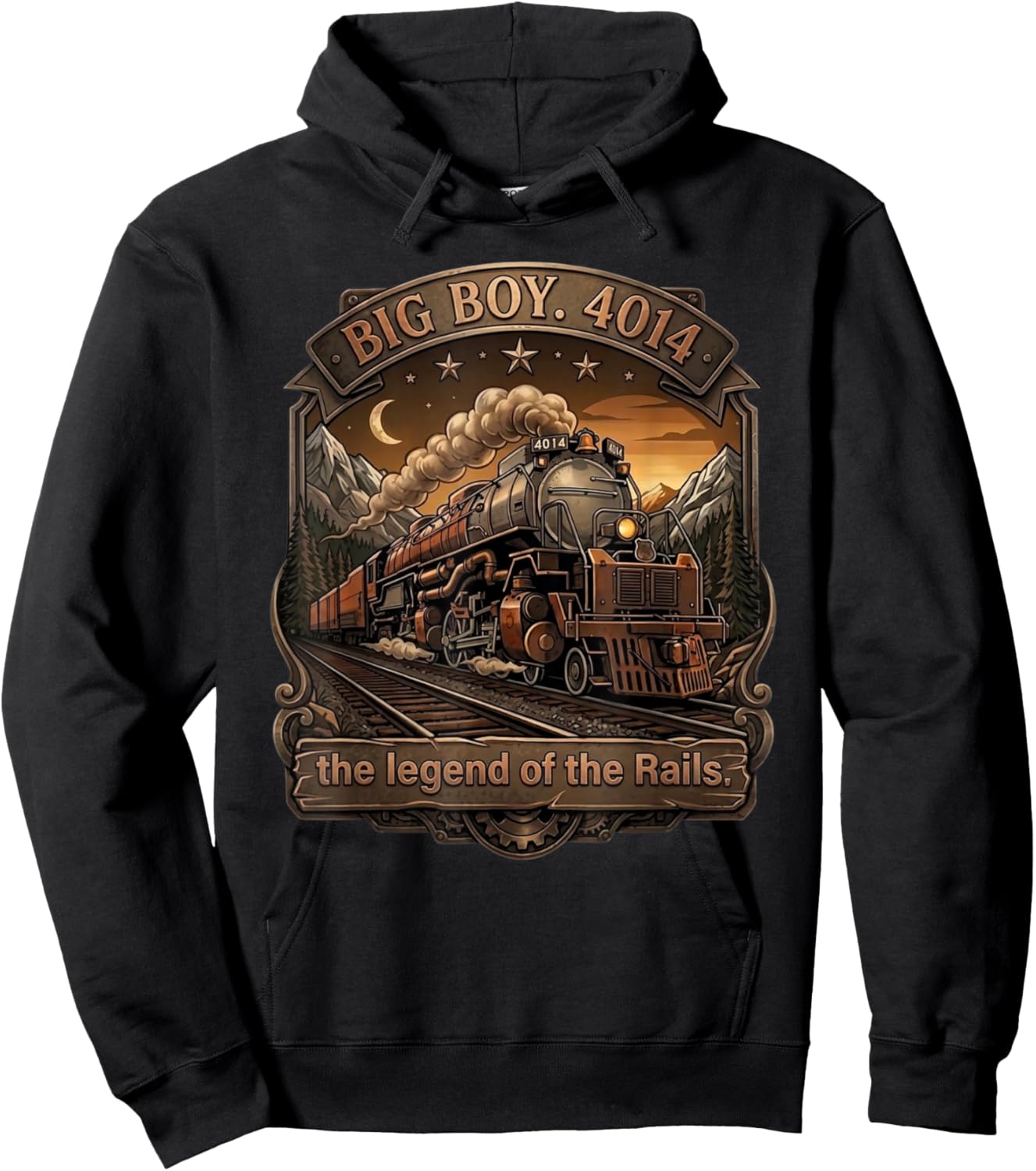 Big Boy 4014 Steam Engine Locomotive Train Vintage Railroad Hoodie - Hoodie | Black