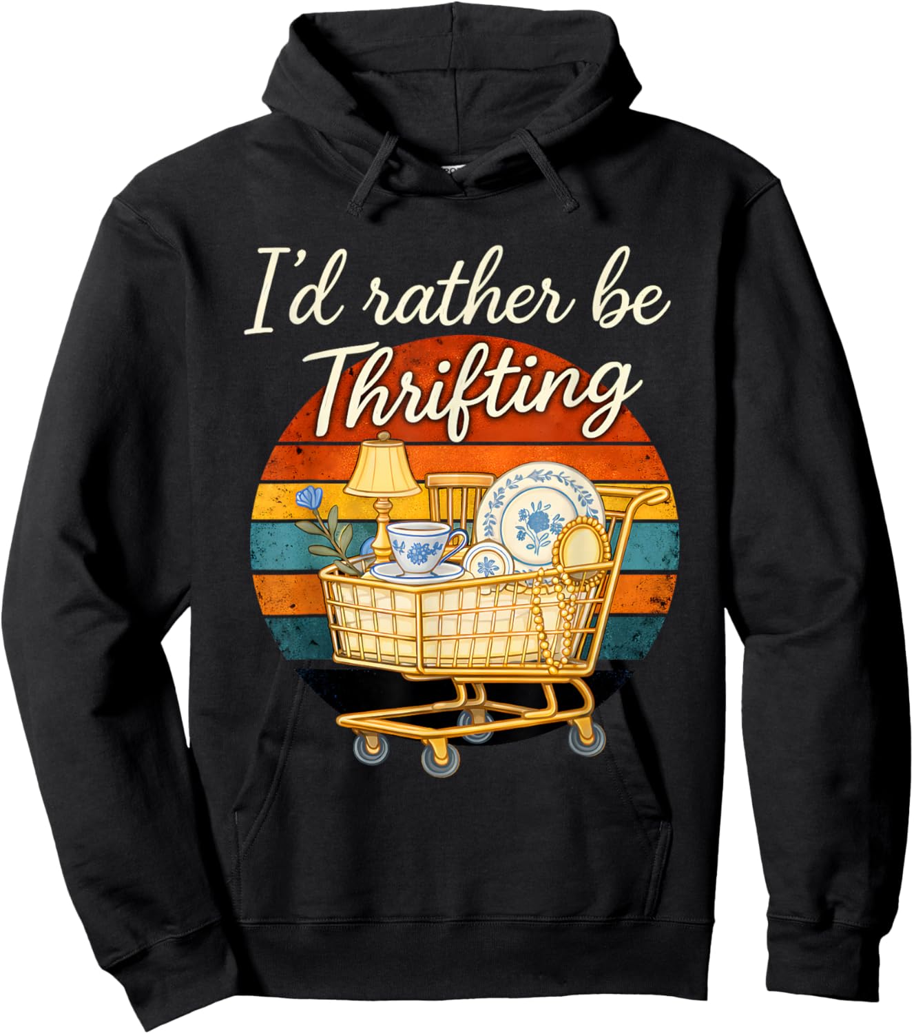 Retro Thrifting Vibes I'd Rather Be Treasure Hunting Hoodie - Hoodie | Black