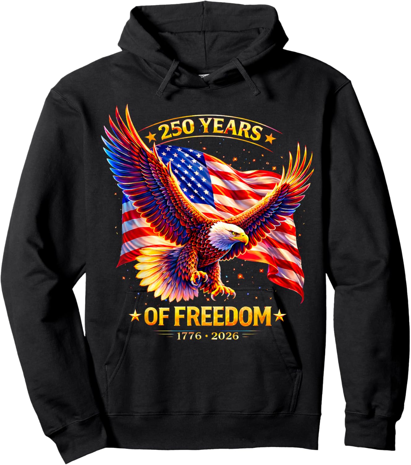 Patriotic Eagle and Flag 250 Years 1776-2026 4th of July Hoodie - Hoodie | Black