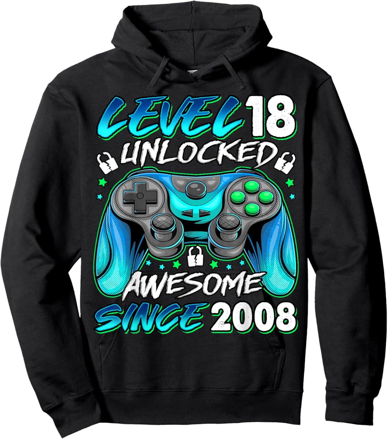 Level 18 Unlocked 18 Year Old Gifts Boys 18th Birthday Boy Hoodie - Hoodie | Black