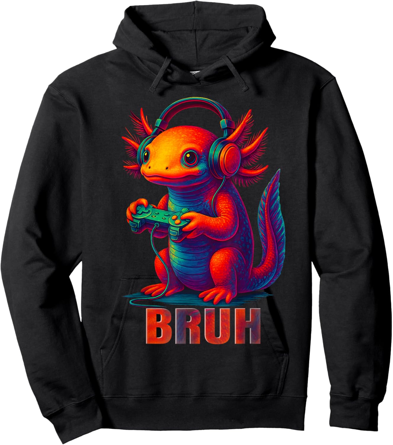 Bruh Funny Axolotl Gaming Game Men Boy Kid Outfit Hoodie - Hoodie | Black