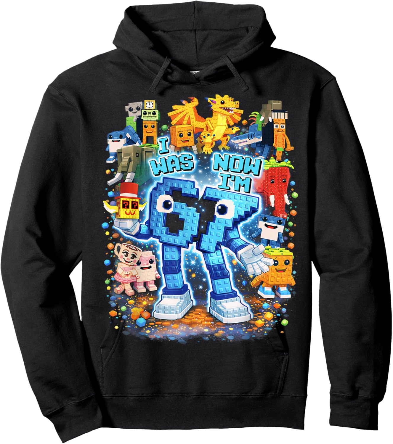 I was 6 Now I'm 7 Brainrot Birthday Boy Gifts for Boys Kids Hoodie - Hoodie | Black