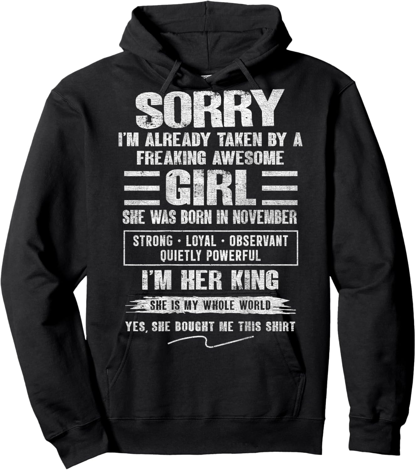 I'm Taken by Freaking Awesome Girl Born in November On Back Hoodie - Hoodie | Black