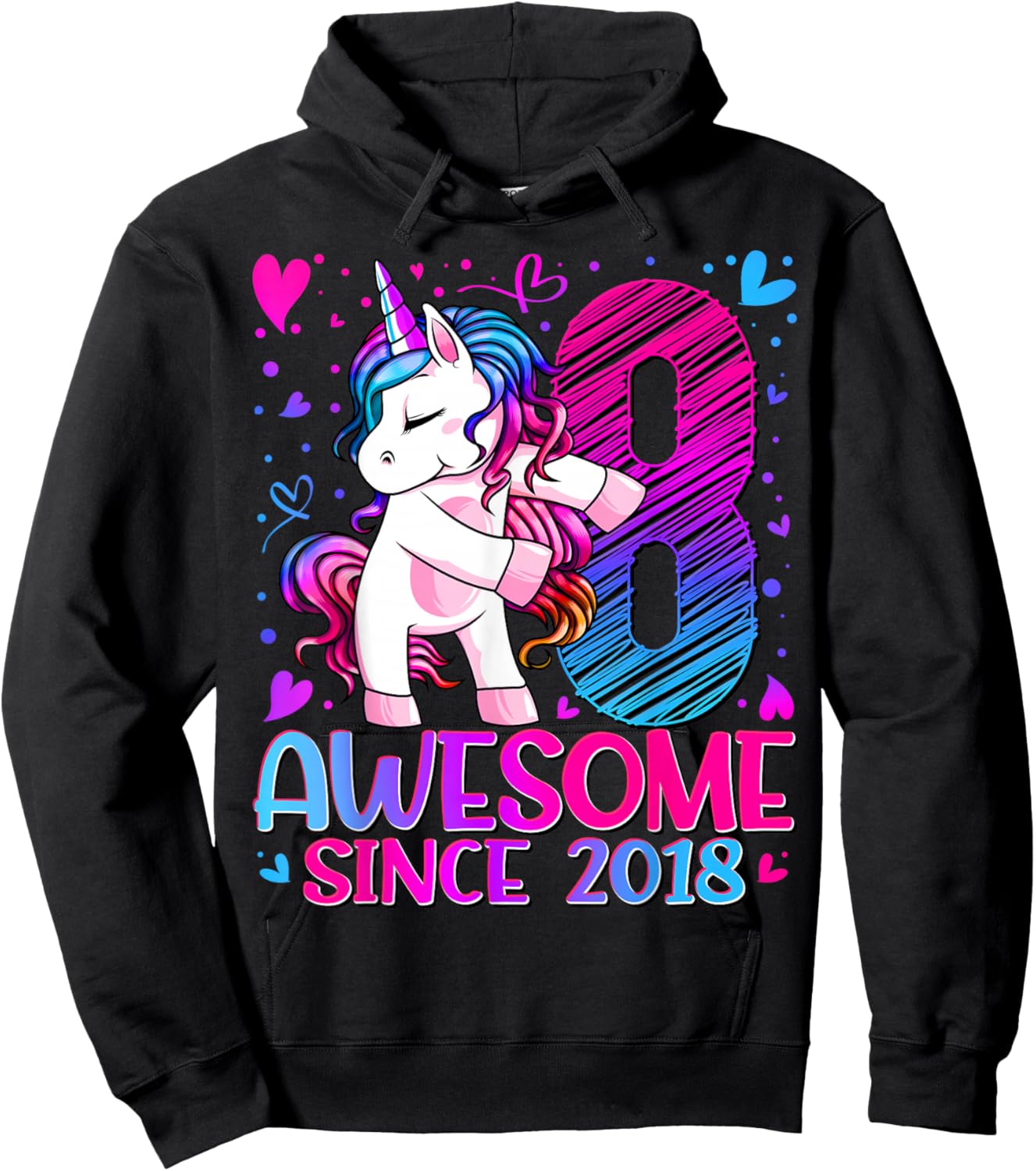 8th Birthday Shirt Girl 8 Year Old Gifts 8 Birthday Girl Hoodie - Hoodie | Black