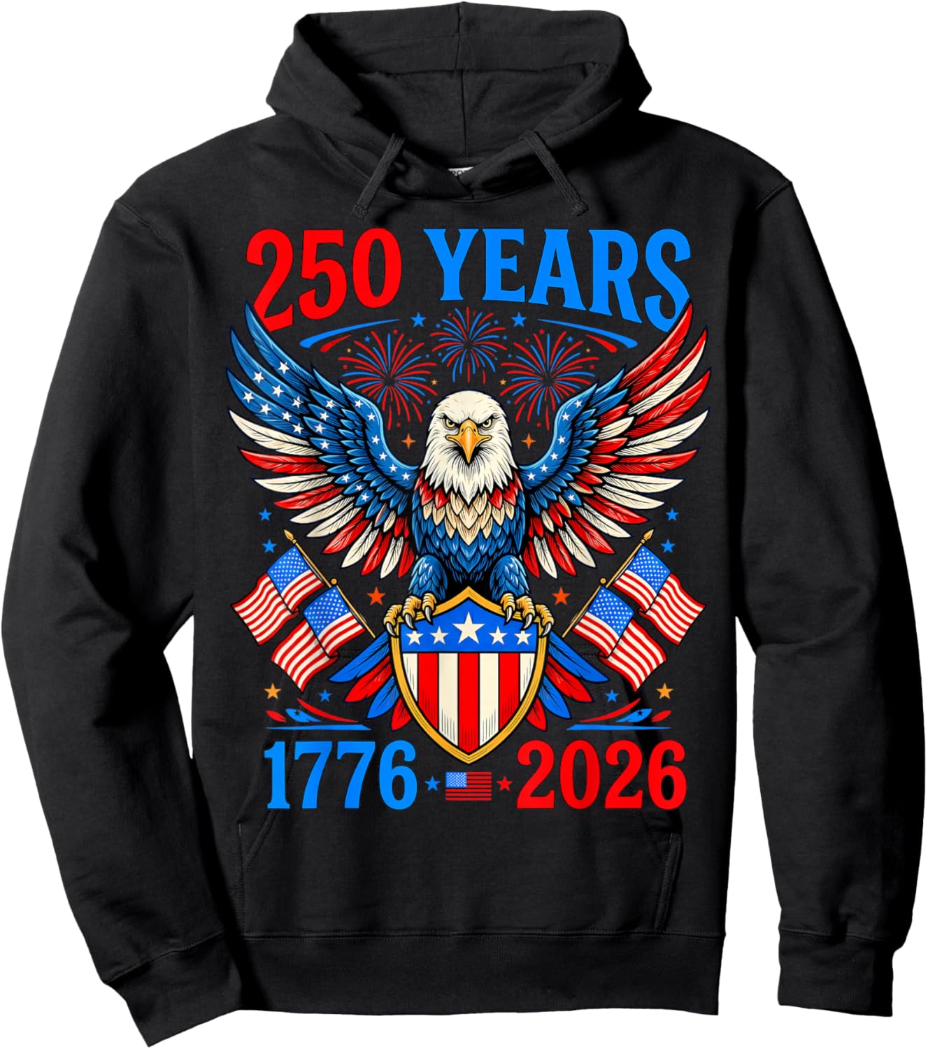 250th Anniversary 250 Years USA 1776 4th of July Patriotic Hoodie - Hoodie | Black