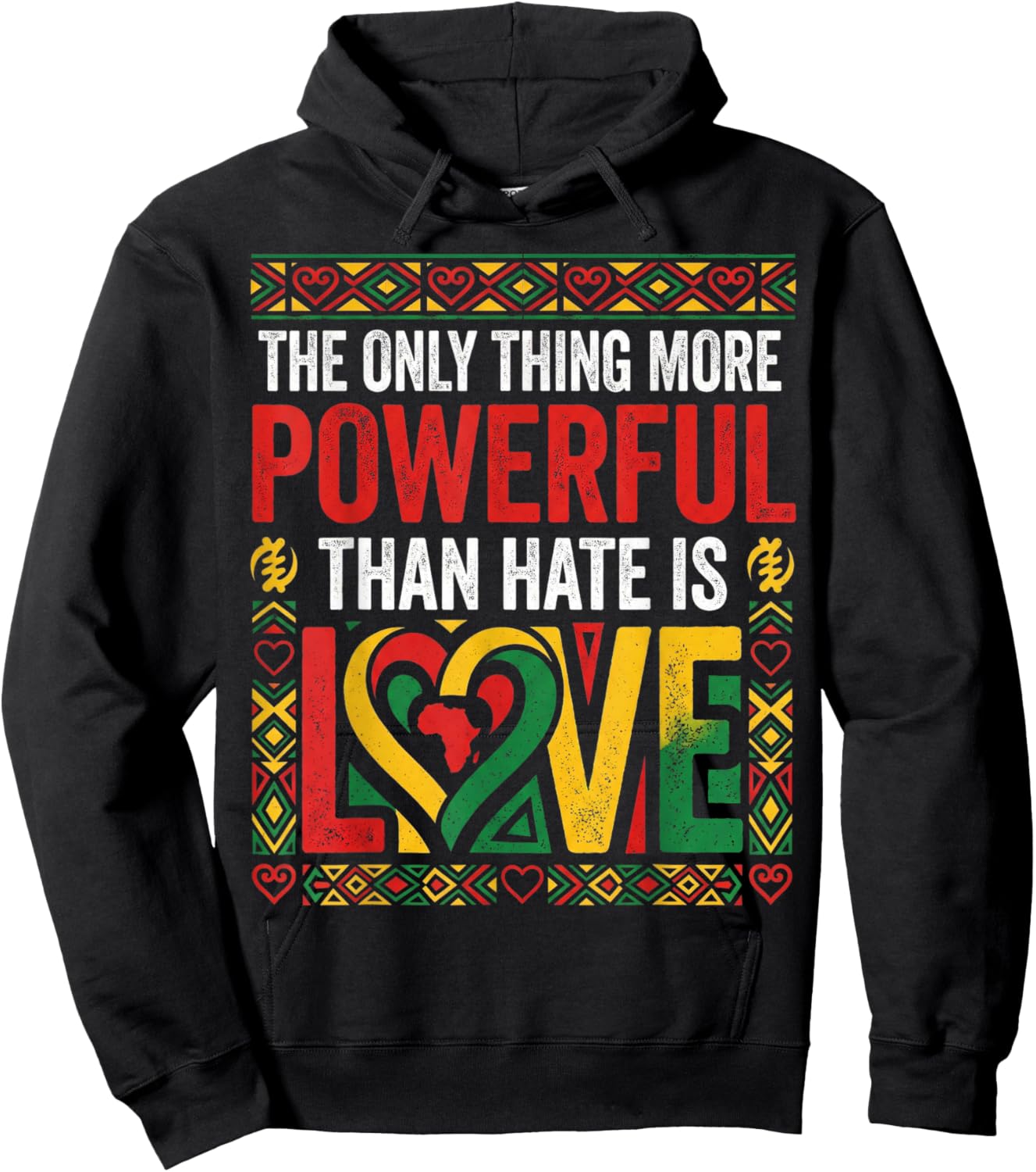 African American Black Pride Afro Love Greater Than Hate Hoodie - Hoodie | Black