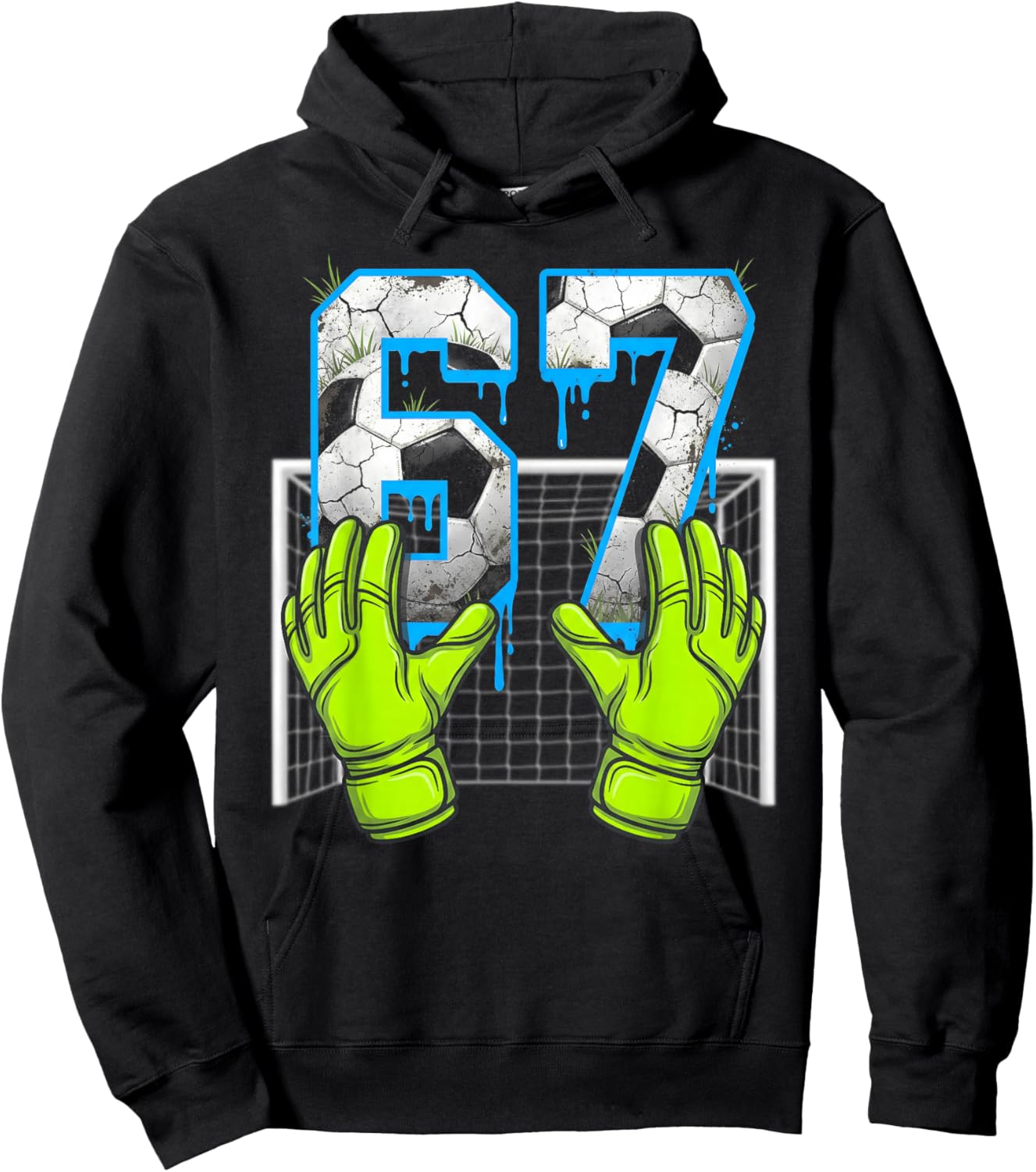 Soccer Drip 67 Six Seven Funny Gen Alpha Meme Design Hoodie - Hoodie | Black