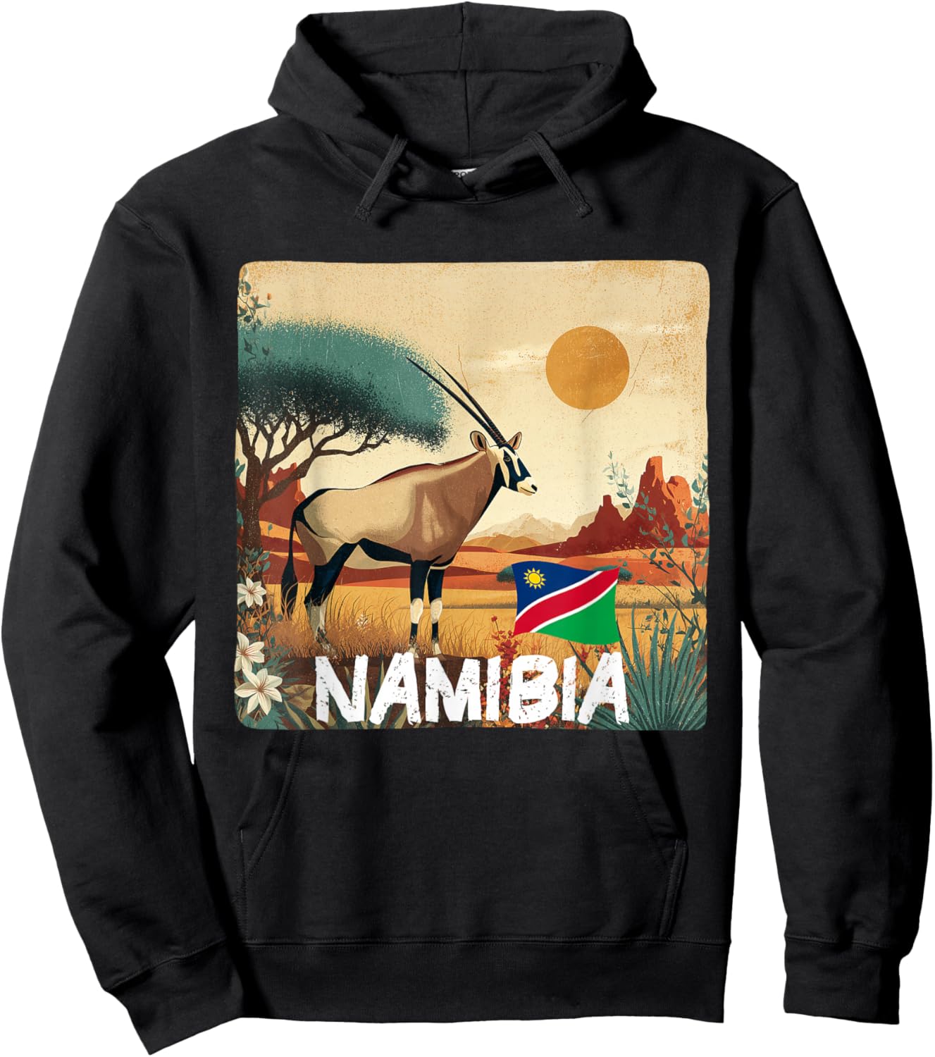 Pretty Namibia Flag with Gemsbok for Oryx Lovers Hoodie - Hoodie | Black