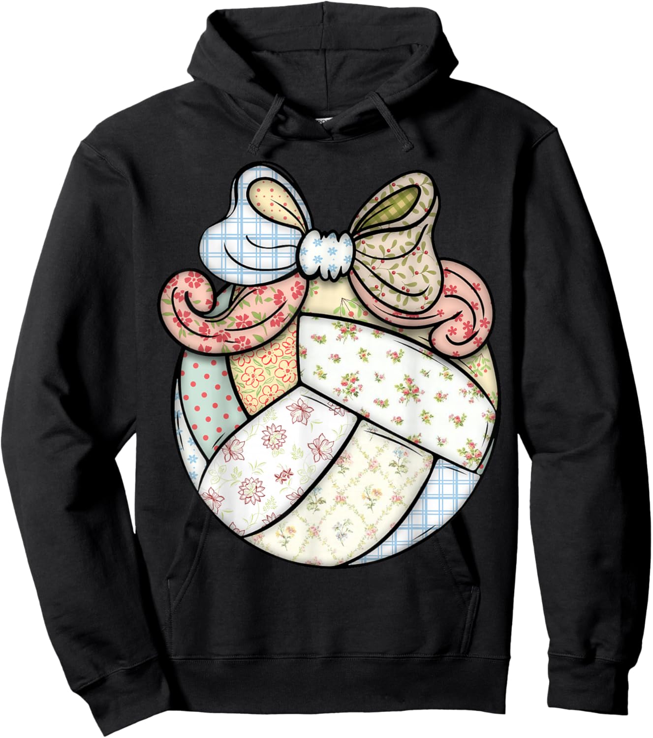 Cute Patchwork Volleyball Ball Player Sports Fan Girls Women Hoodie - Hoodie | Black