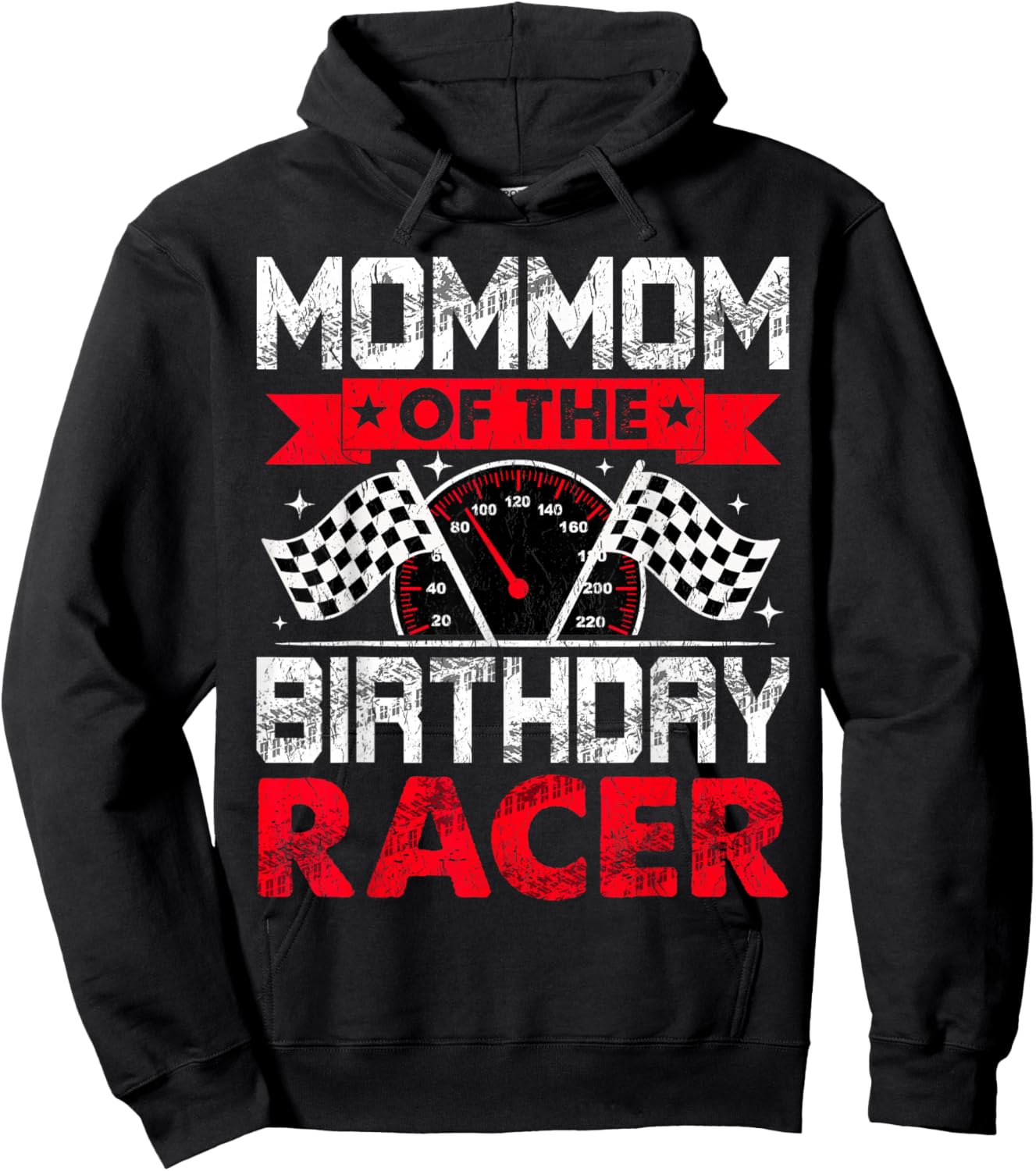 Mommom of The Birthday Racer Bday Racing Car Family Hoodie - Hoodie | Black