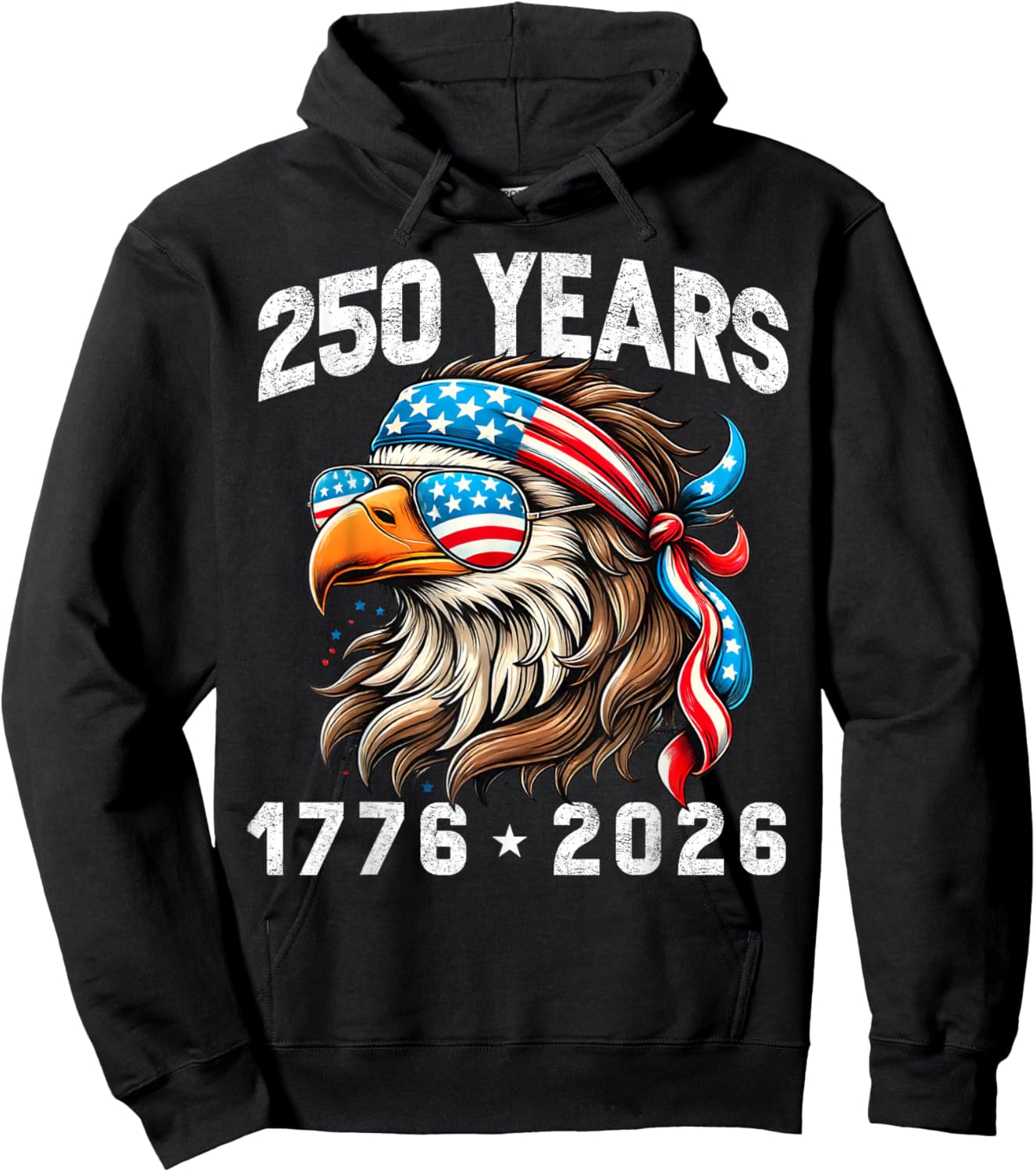 America 250th Celebration 250 Years Funny Eagle Patriotic Hoodie - Hoodie | Black