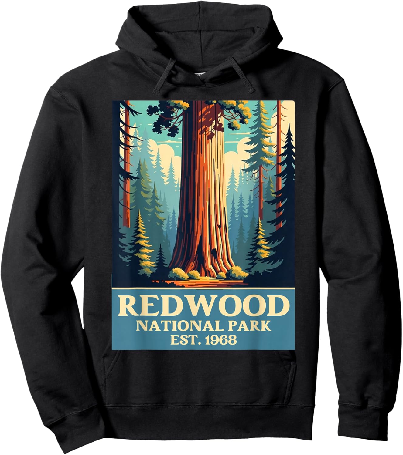 Redwood National Park Vintage Camping Hiking Men Women Kids Hoodie - Hoodie | Black
