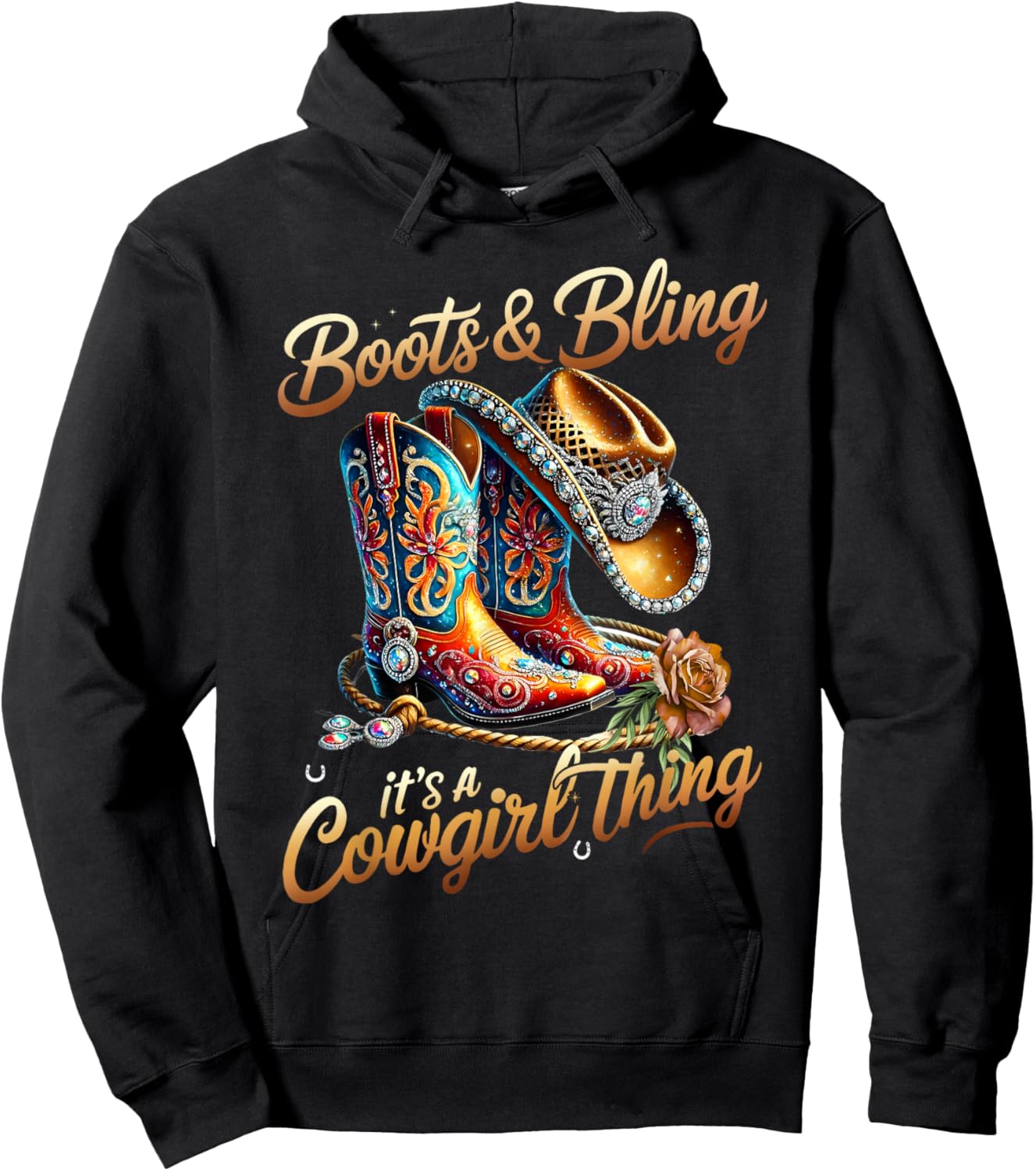Funny Cowgirl Boots and Bling It's a Cowgirl Thing Hoodie - Hoodie | Black