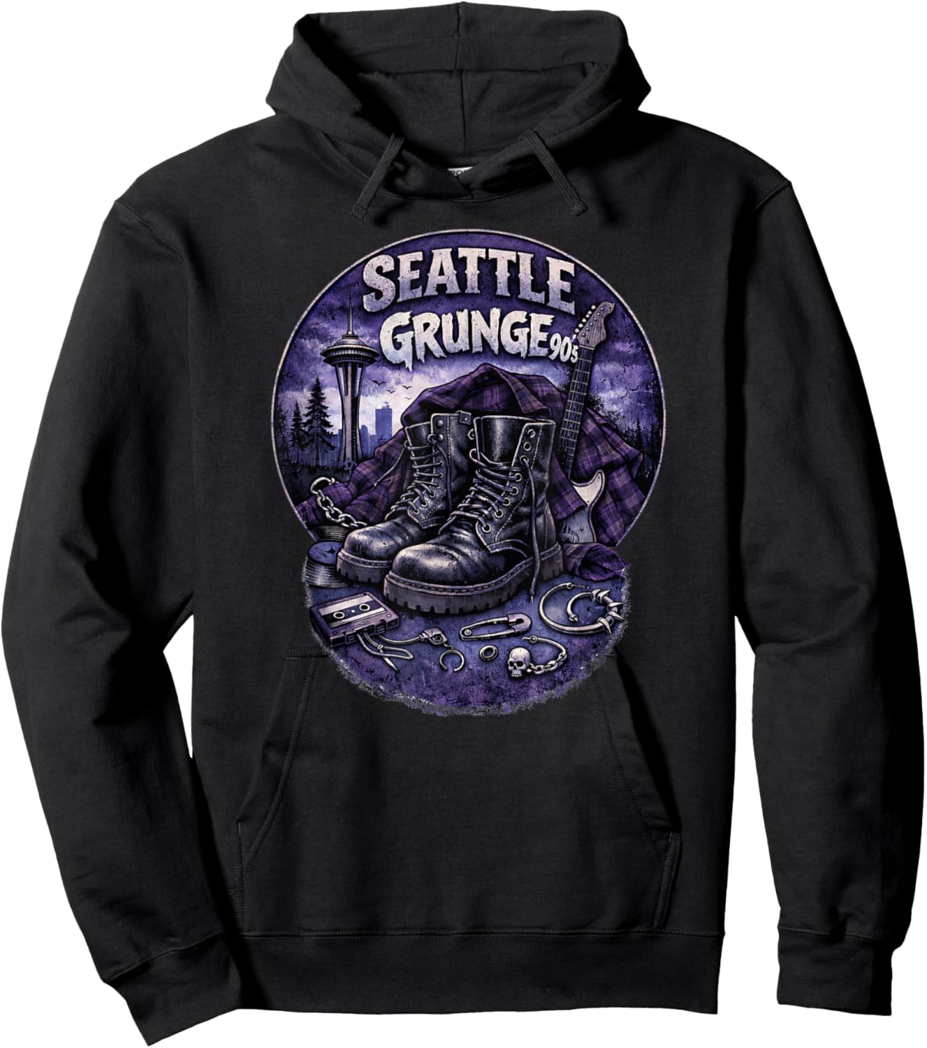 Seattle Grunge Music 90's Hoodie - Hoodie | Black