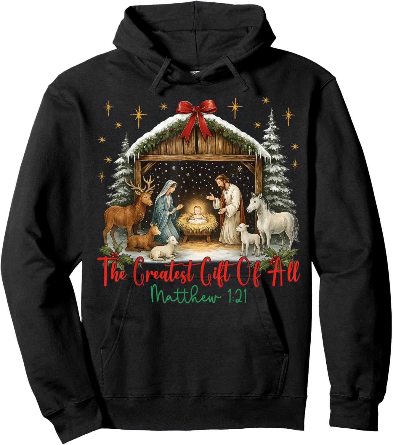 Jesus Nativity Scene The Greatest of All Merry Christmas Hoodie - Hoodie | Black