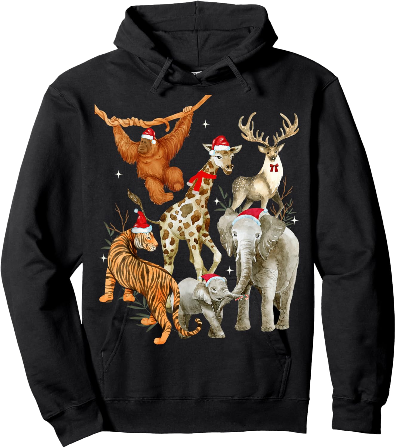 Christmas Men Women Kids Wildlife Zoo Day Beautiful Animals Hoodie - Hoodie | Black