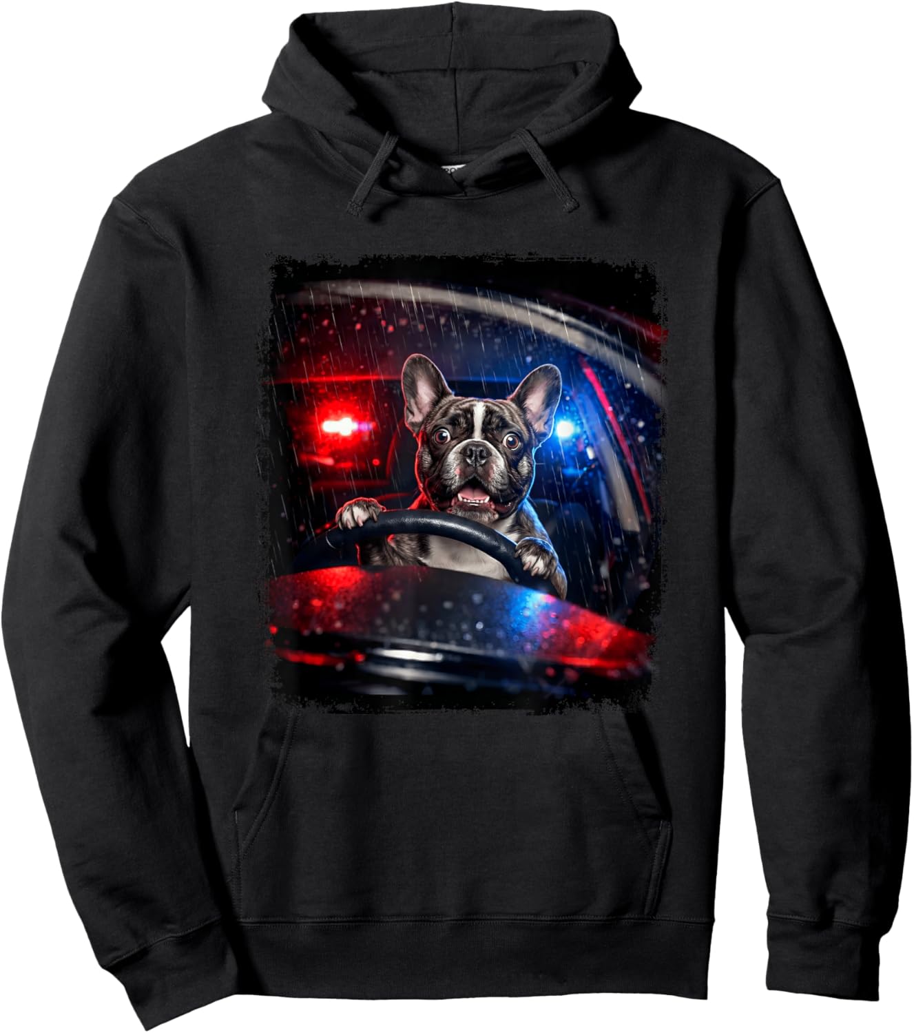 French Bulldog Police Dog Driving Car Hoodie - Hoodie | Black