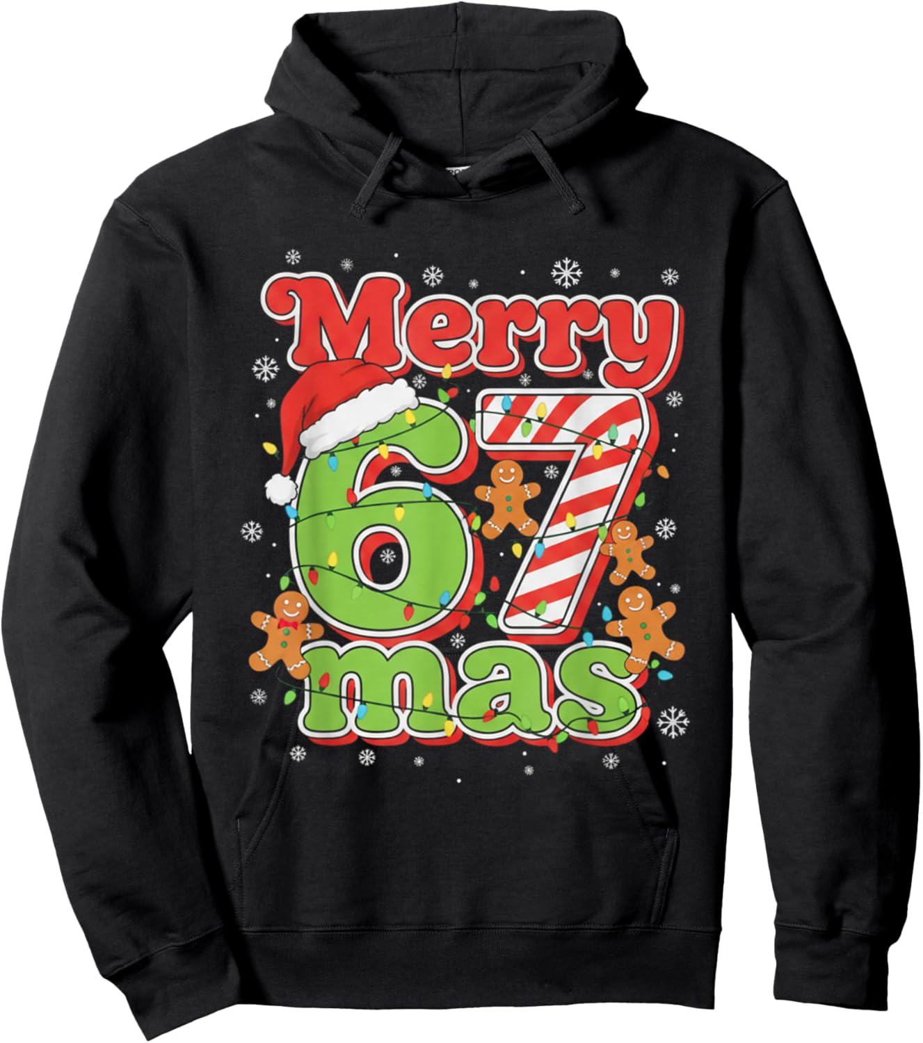 Funny Merry 67 mas Christmas Holiday Women Kids Xmas Ugly Hoodie - Hoodie | Black