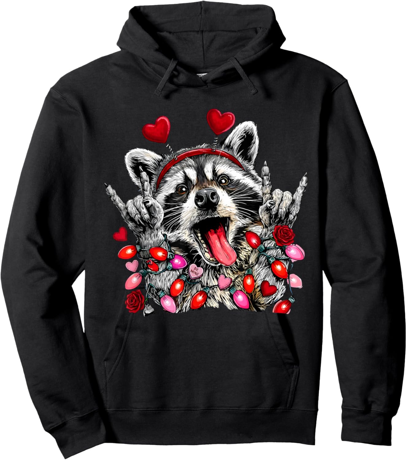 Vintage Boys Girls Valentine Trashed Panda Lover Heart XOXO Hoodie - Hoodie | Black