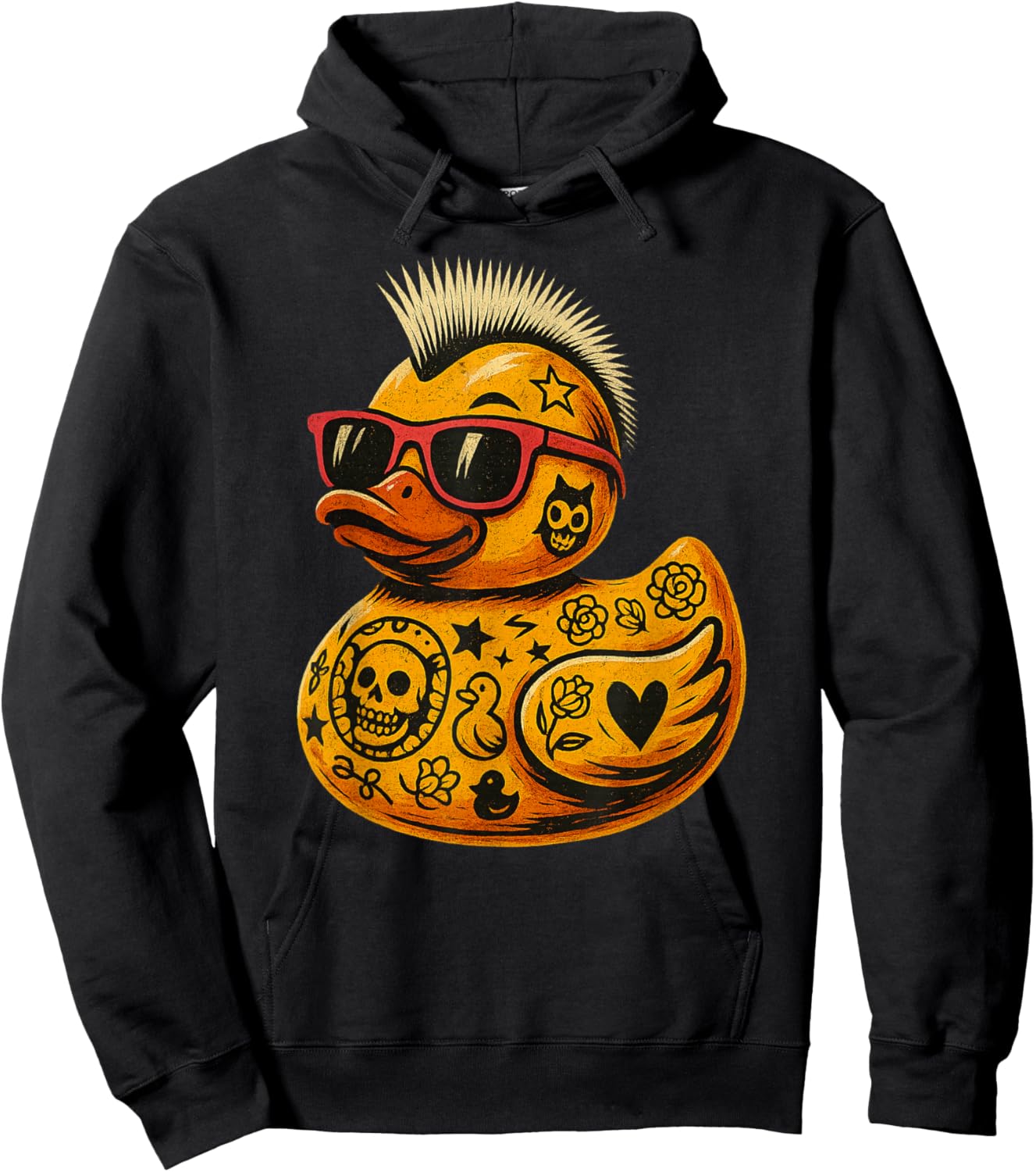 Mohawk Rubber Duck Punk Rock Rocker Toddler Boys Kid Hoodie - Hoodie | Black