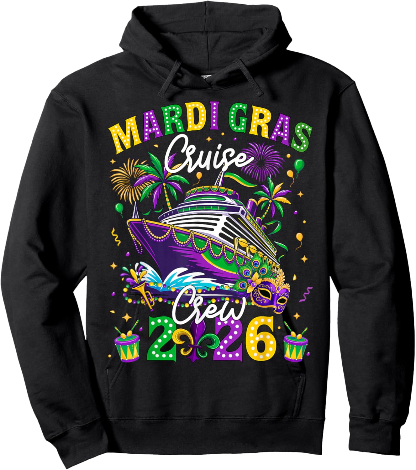 Mardi Gras Cruise Crew 2026 Trip New Orleans Family Matching Hoodie - Hoodie | Black