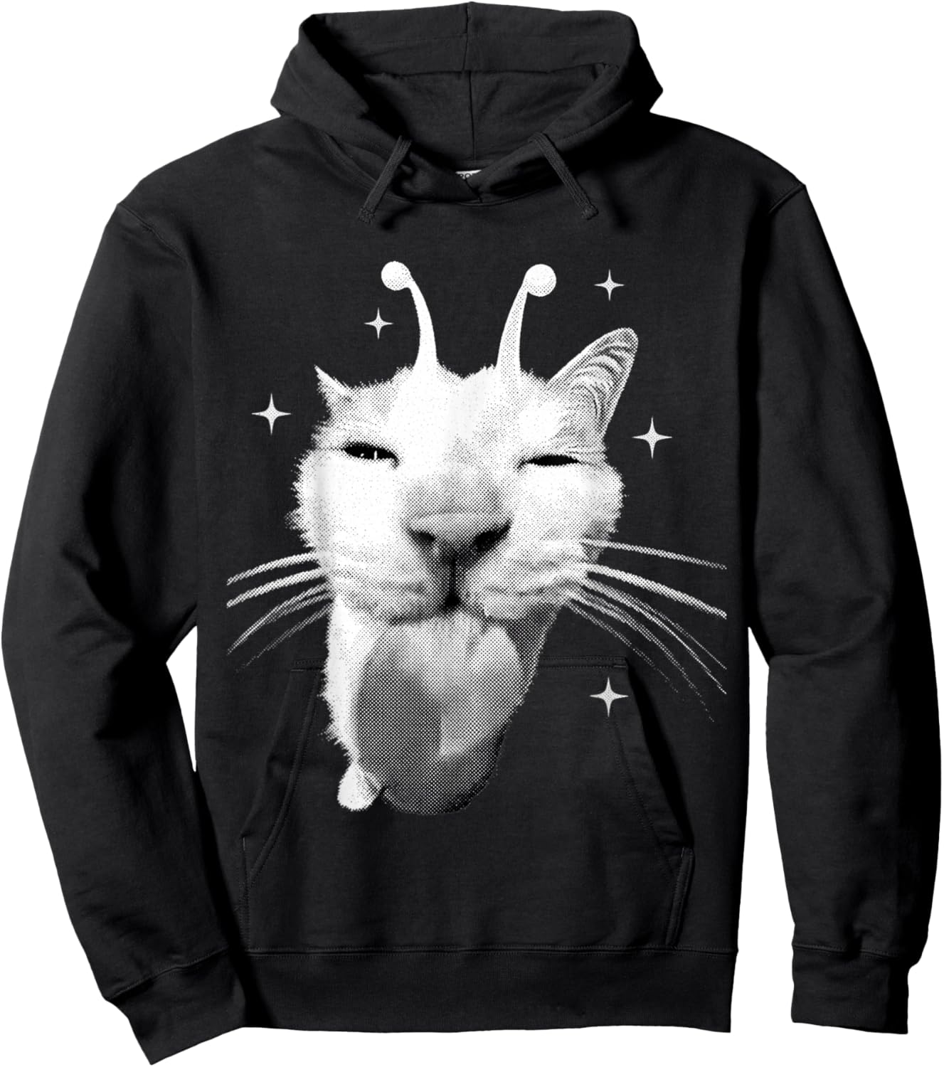 Y2K Alien Cat Meme Retro Funny Silly Cats Cat Lover Kitty Hoodie - Hoodie | Black