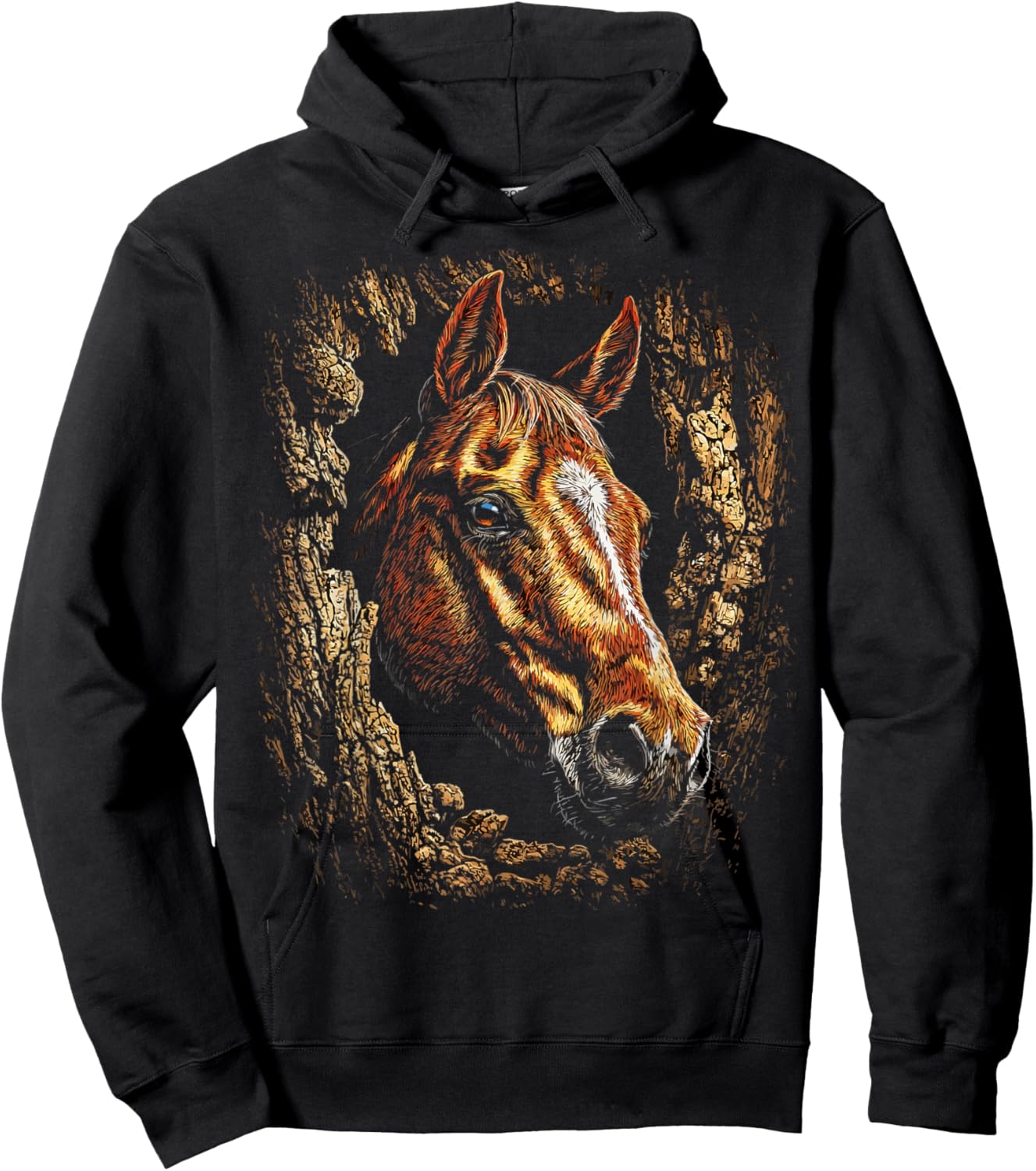 Colorful Horse Art Cute Farm Animal Autumn Aesthetic Fall Hoodie - Hoodie | Black