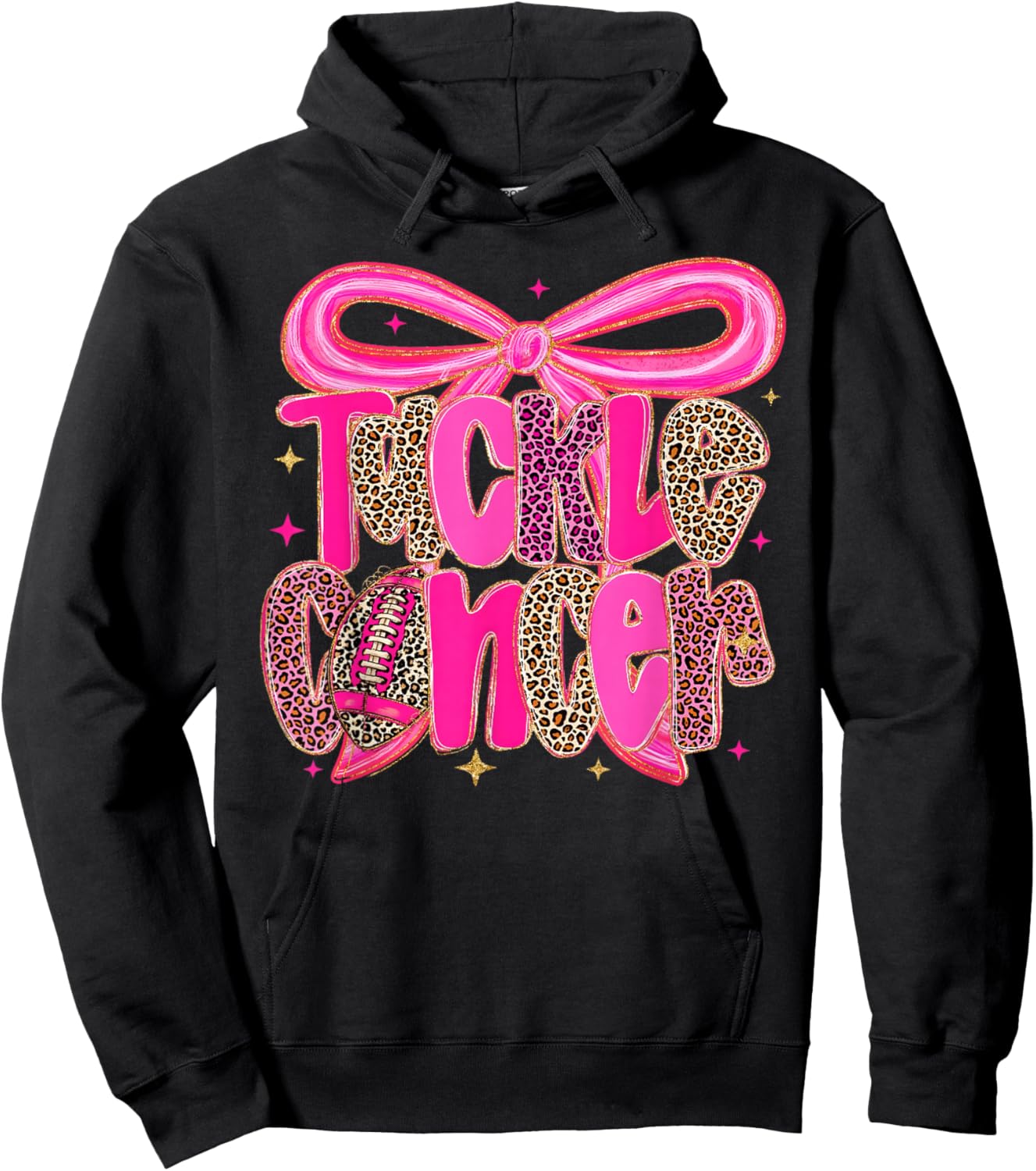 Tackle Cancer Pink Football Coquette Bow Breast Cancer Hoodie - Hoodie | Black