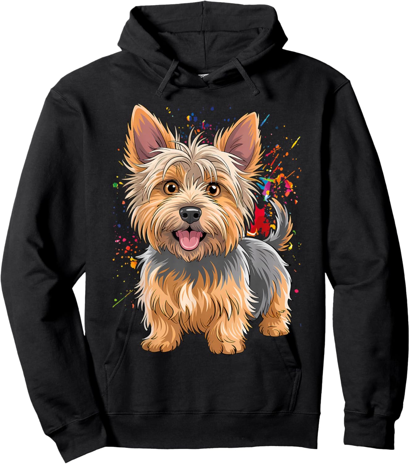 Watercolor Colorful Australian Silky Terrier Dog Hoodie - Hoodie | Black