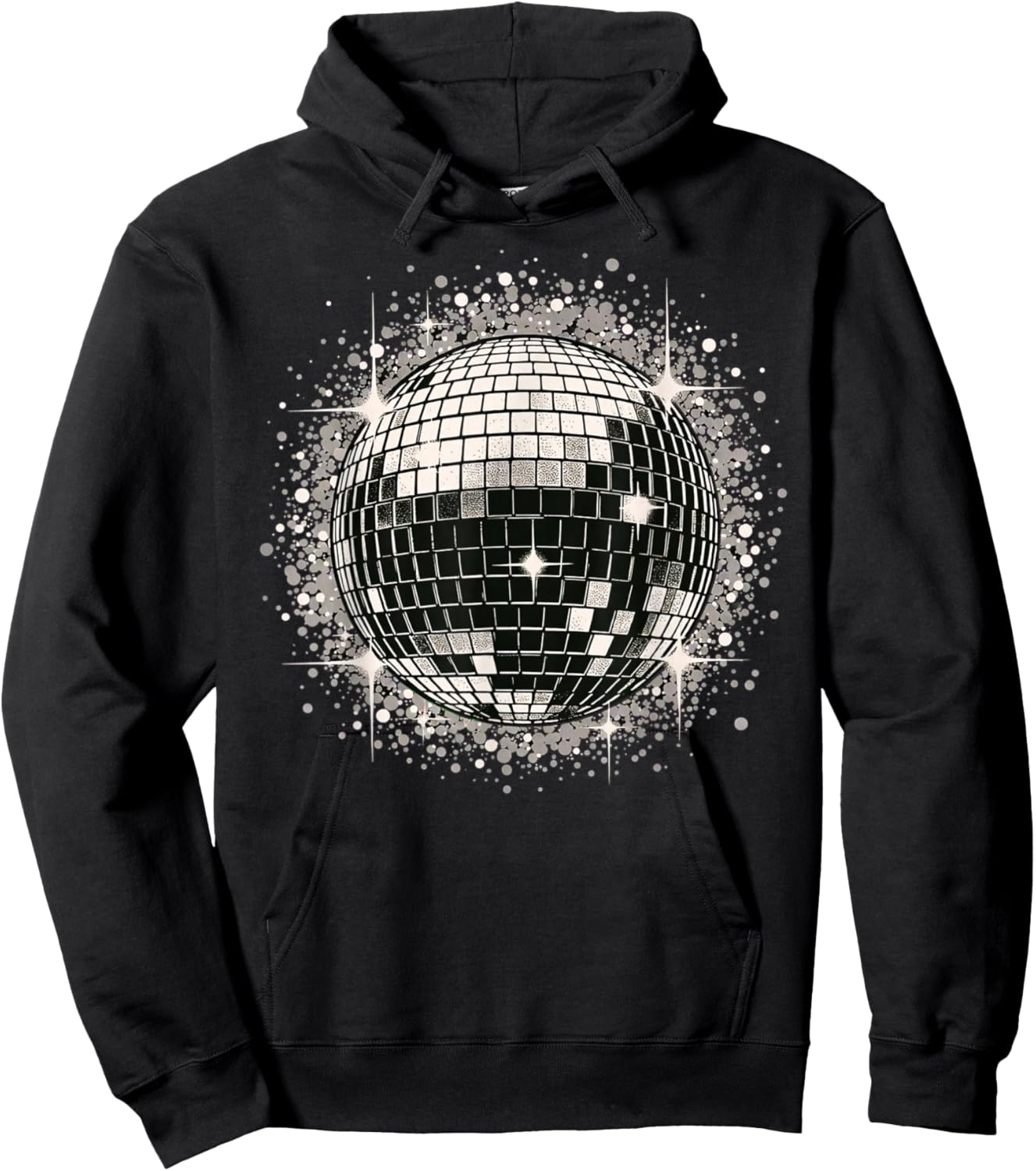 Black & White Disco Ball Retro Party Hoodie - Hoodie | Black