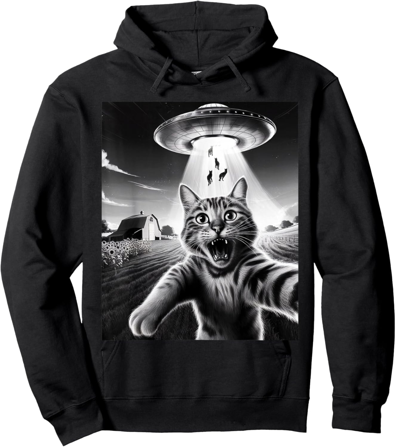 Cat UFO Aliens Sarcastic Humor Sayings Sarcasm Quotes Hoodie - Hoodie | Black