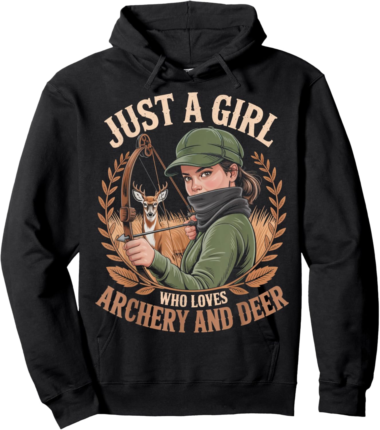 Archery and Deer Compound Bowhunter Bow Hunting Girl Archery Hoodie - Hoodie | Black