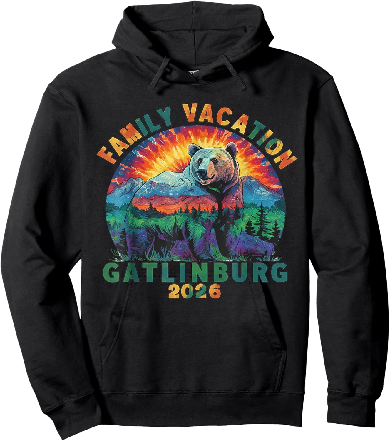 Bear Souvenir Family Vacation Tennessee Gatlinburg 2026 Hoodie - Hoodie | Black