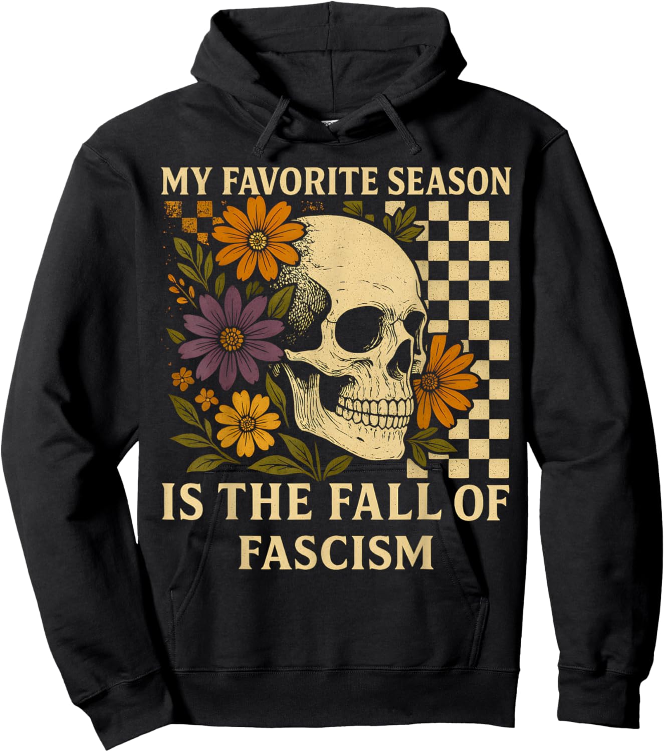Retro My Favorite Season is The Fall of Fascism Halloween Hoodie - Hoodie | Black