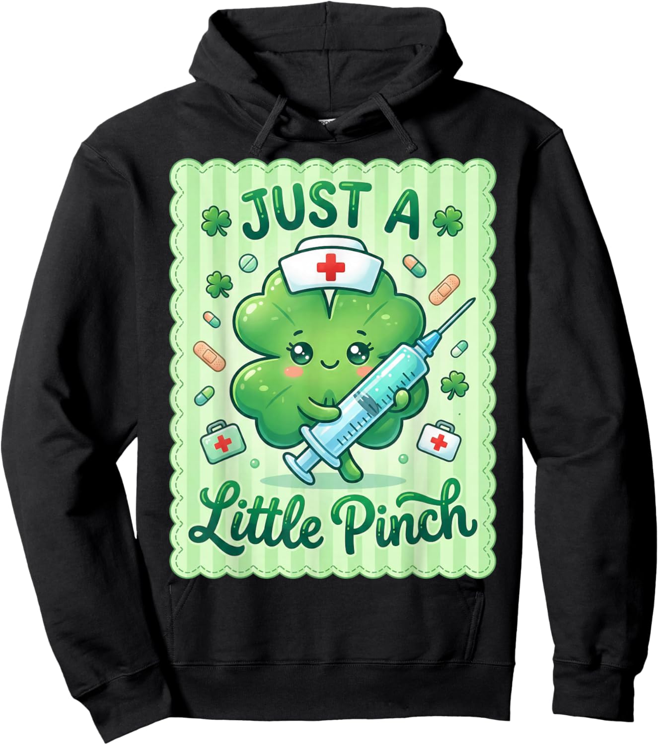 Just A Little Pinch Irish Nurse St Patricks Nurses Shamrock Hoodie - Hoodie | Black