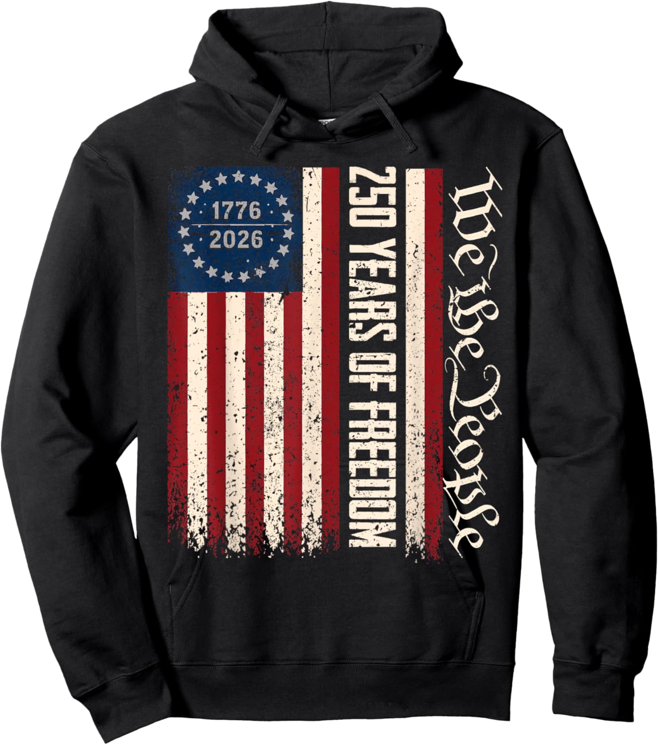 Flag Vintage 250 Years American 1776 2026 250th USA Birthday Hoodie - Hoodie | Black