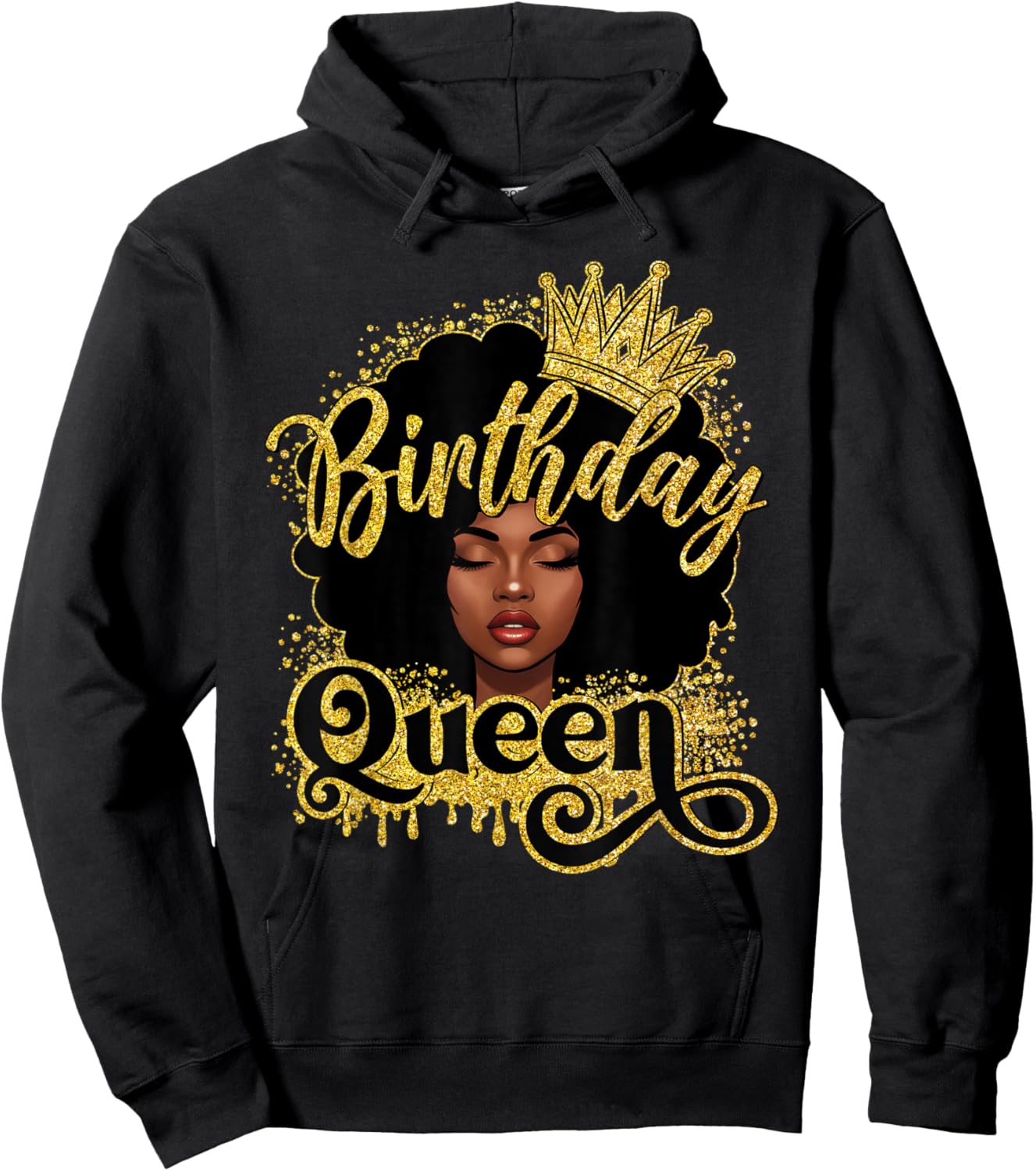 Birthday Queen African American Women Girls Afro Black Queen Hoodie - Hoodie | Black