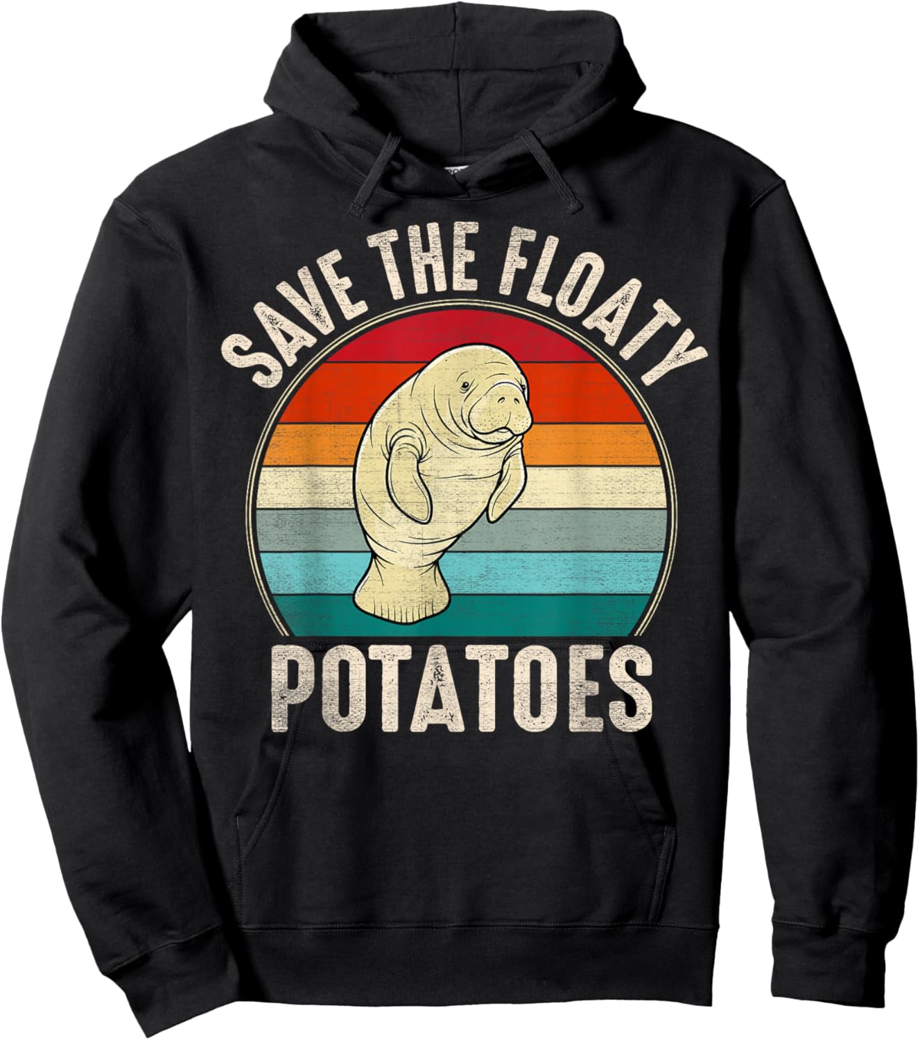 Funny Manatee Sea-Cow Pun Save The Floaty Potatoes Hoodie - Hoodie | Black