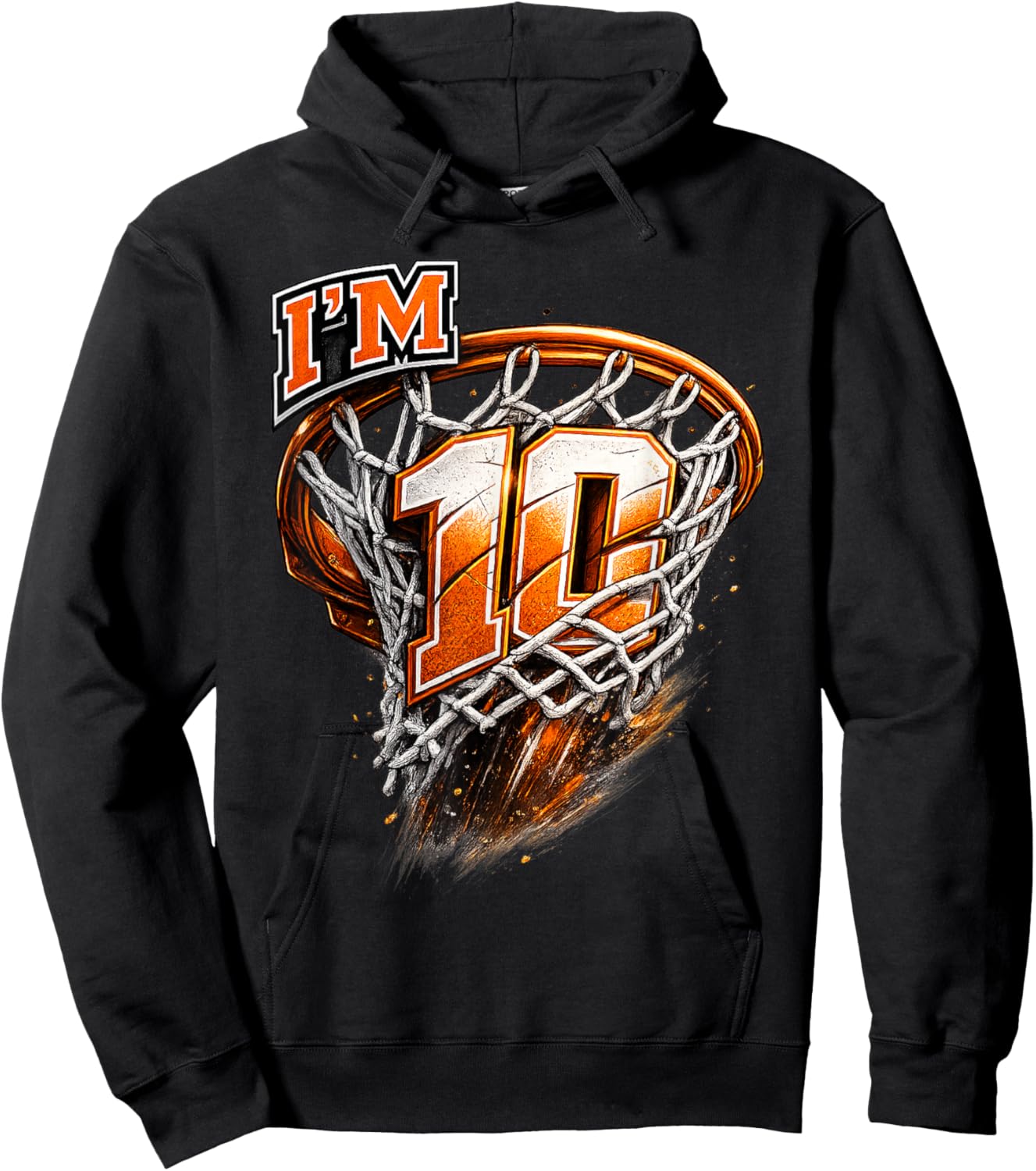 I'm 10 Basketball Theme Birthday Party Celebration 10th Hoodie - Hoodie | Black