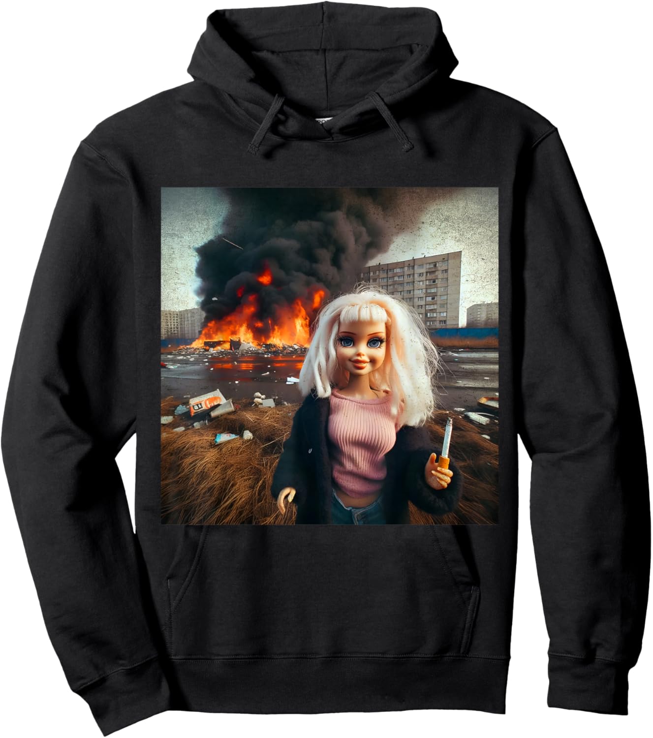 Messy Doll Dark Surreal Art Gritty Aesthetic Hoodie - Hoodie | Black