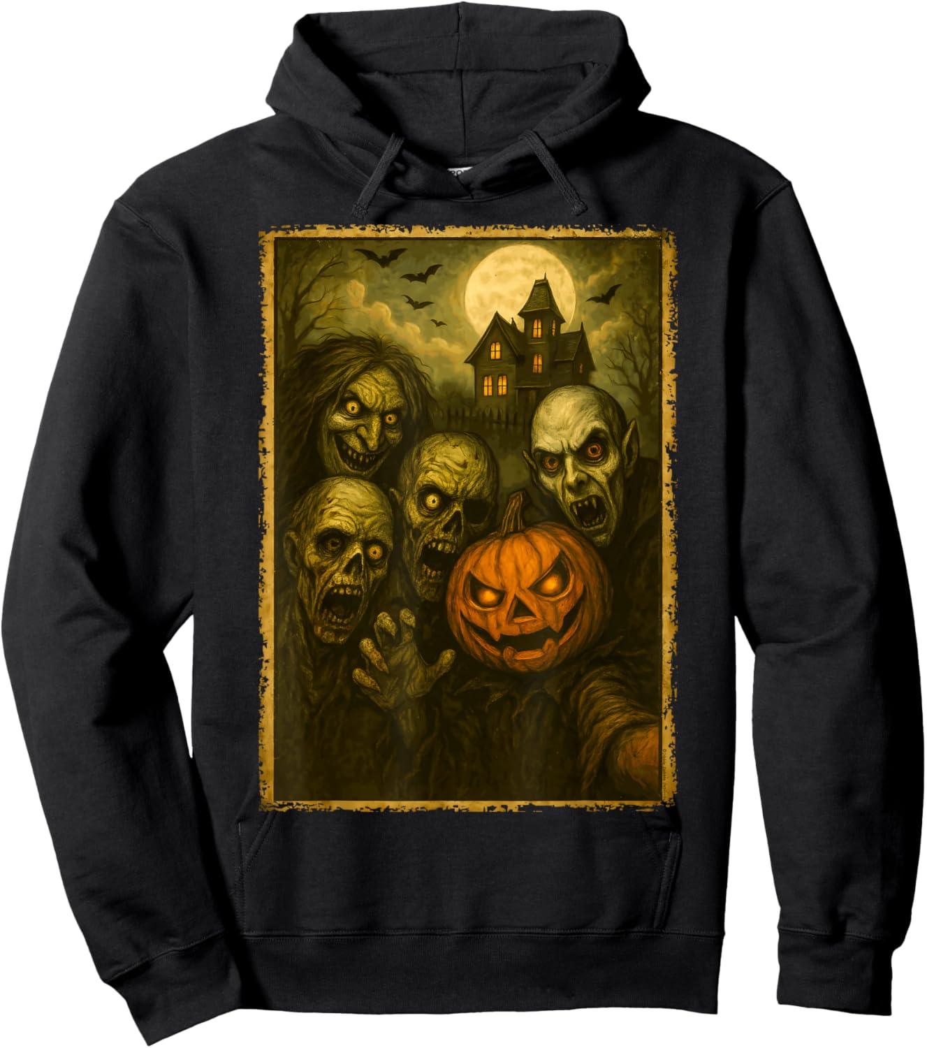 Monsters Group Selfie Meme Funny Halloween Hoodie - Hoodie | Black
