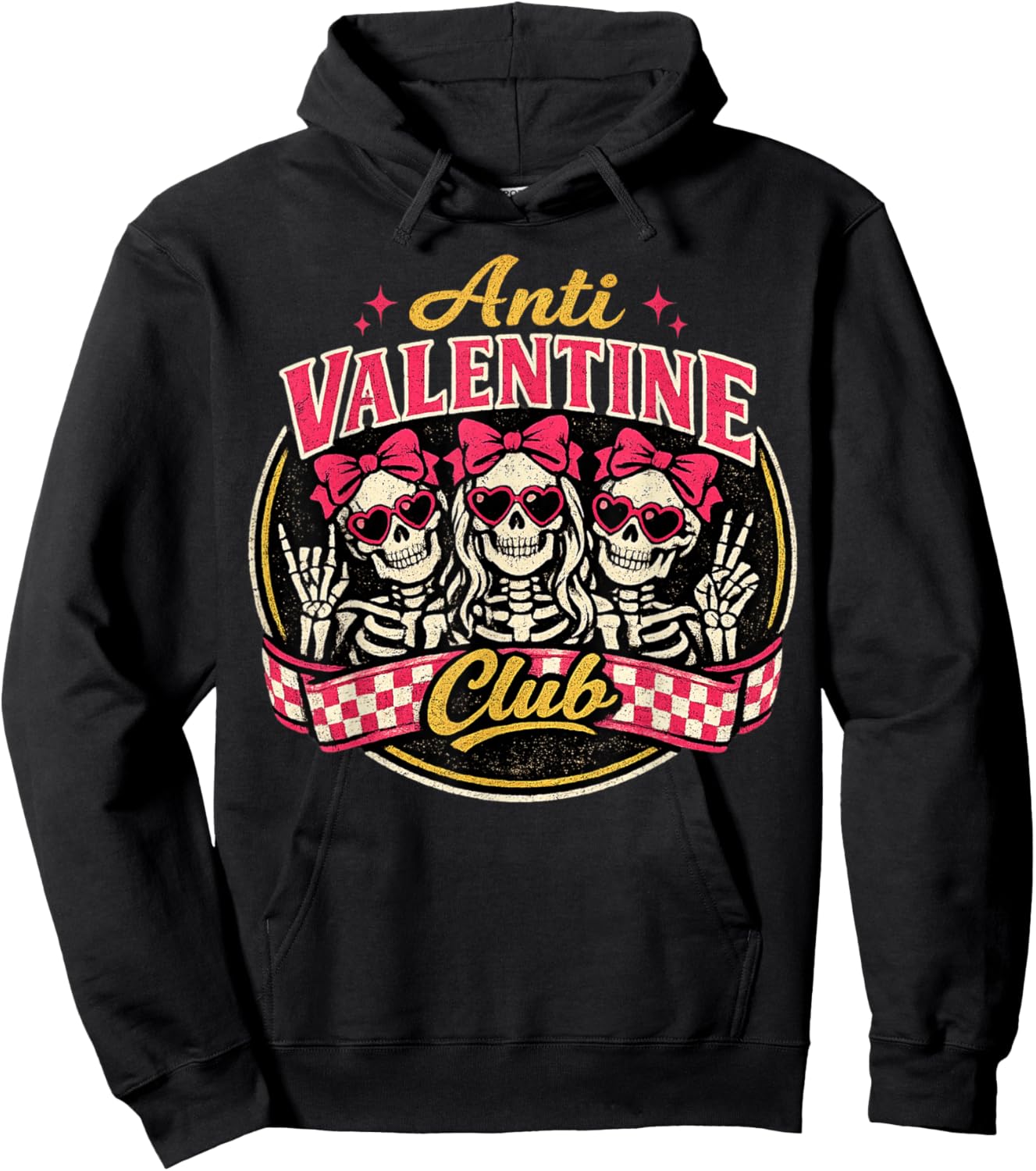 Funny Valentine's Day Friends Group Anti Valentine Club Hoodie - Hoodie | Black
