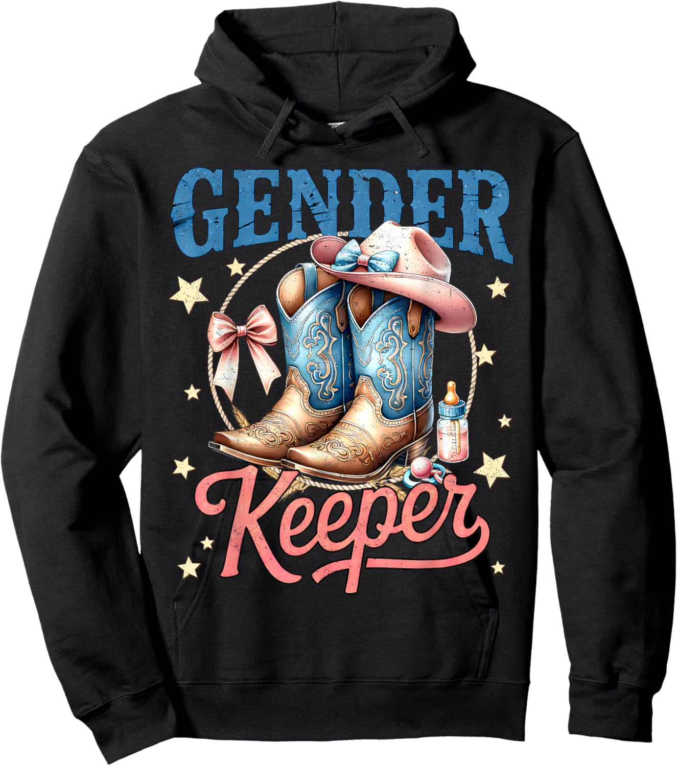Boots Or Bows Gender Keeper of The Gender Reveal Family Hoodie - Hoodie | Black