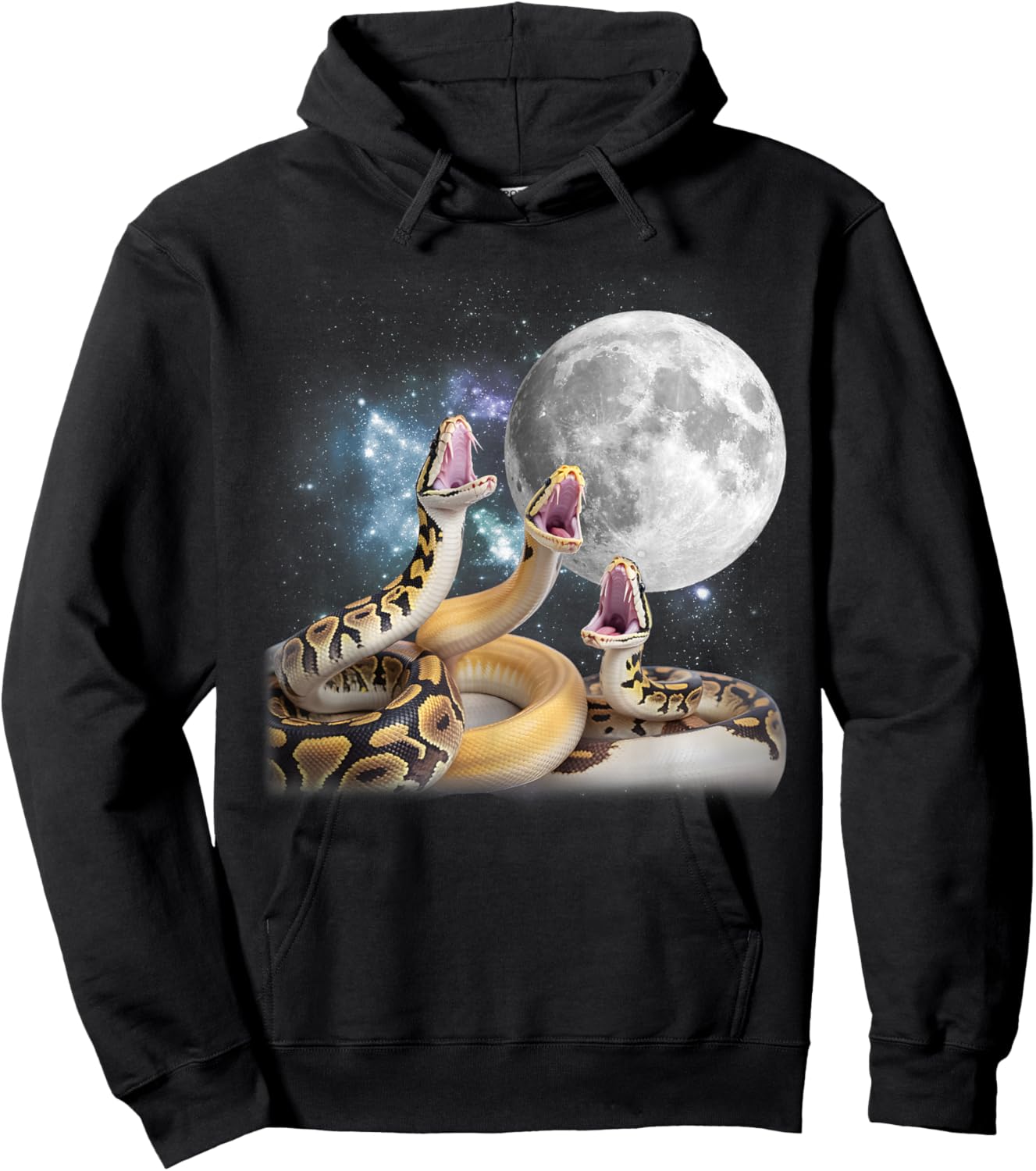 3 Ball Python Snakes Howling at The Moon Funny Python Hoodie - Hoodie | Black