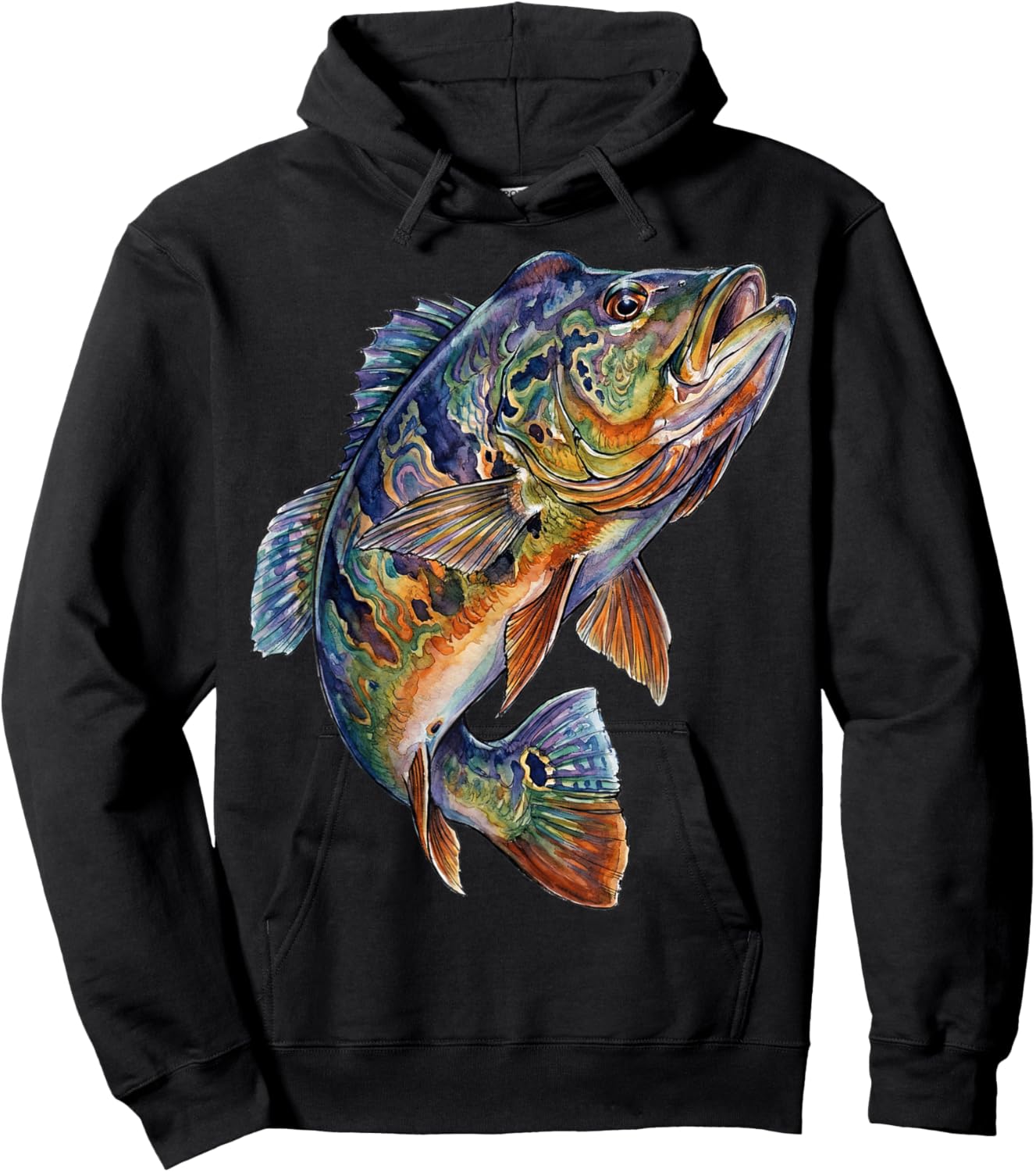 Peacock Bass Fish Abstract Freshwater Aquatic Art Hoodie - Hoodie | Black