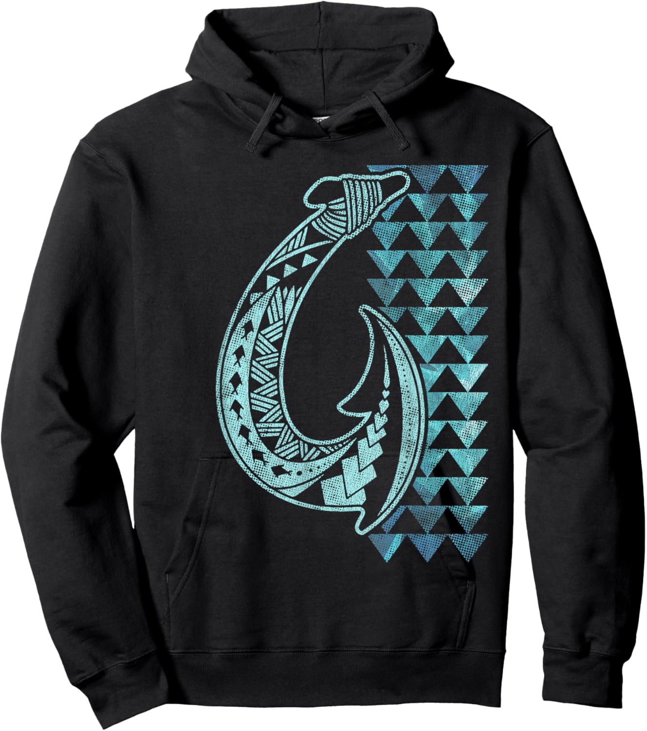 Hawaii Tribal Fish Hook Shark Teeth Hawaiian Maori Vintage Hoodie - Hoodie | Black